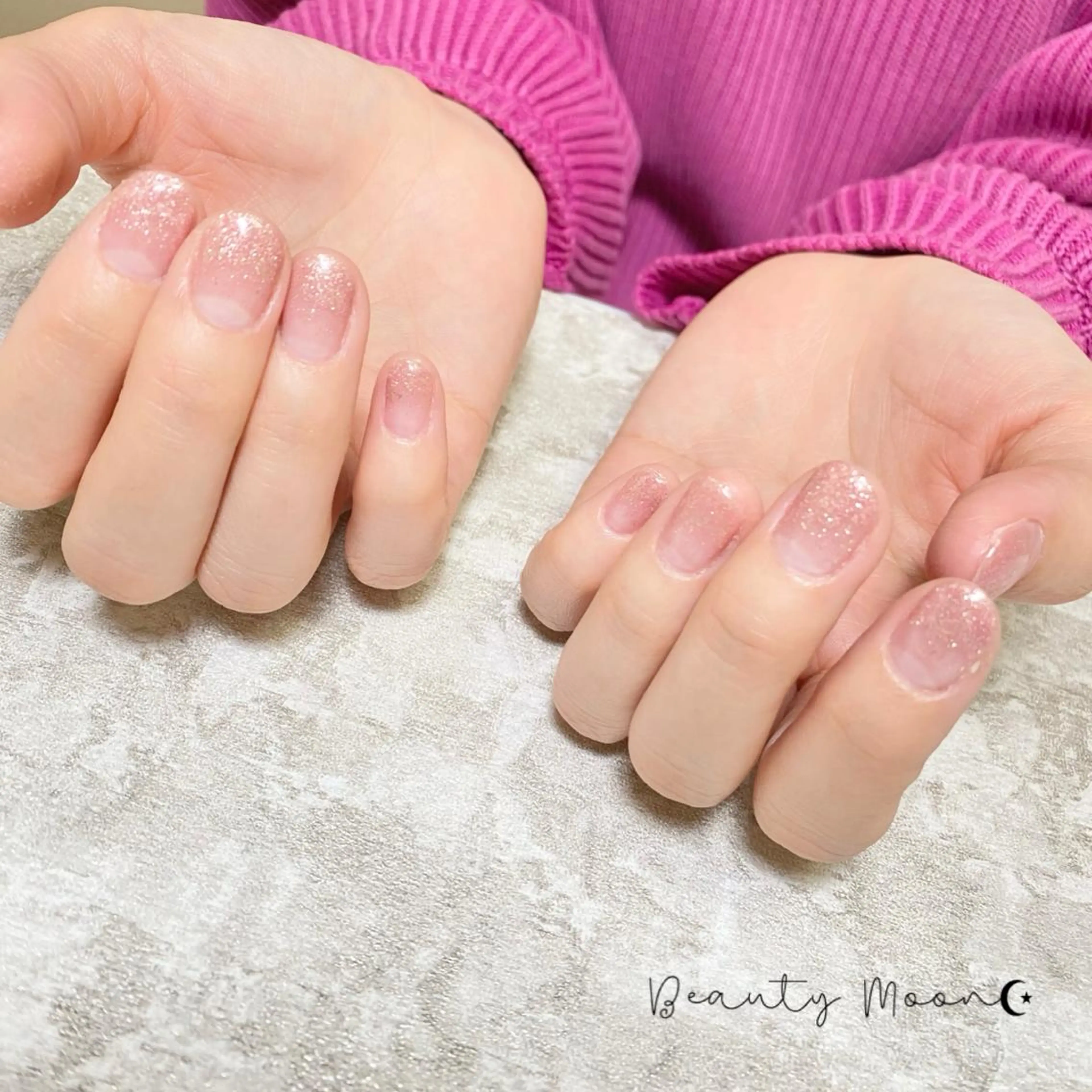 ネイル グラデーション ラメ(グリッター) ラメグラデーション ピンク beauty ☪︎moonのネイルデザイン