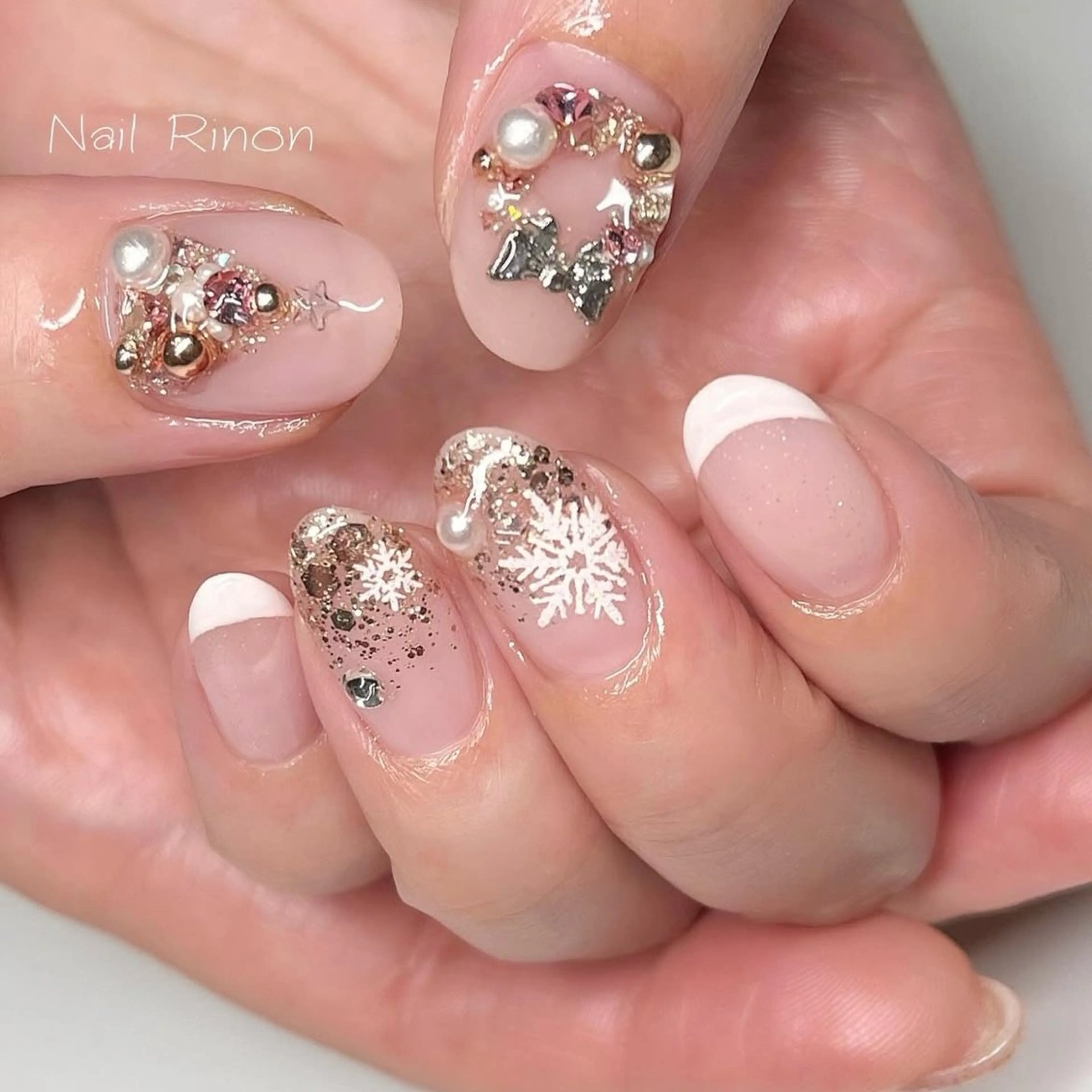 ネイル 冬ネイル クリスマス ハンドネイル Nail Rinonのネイルデザイン
