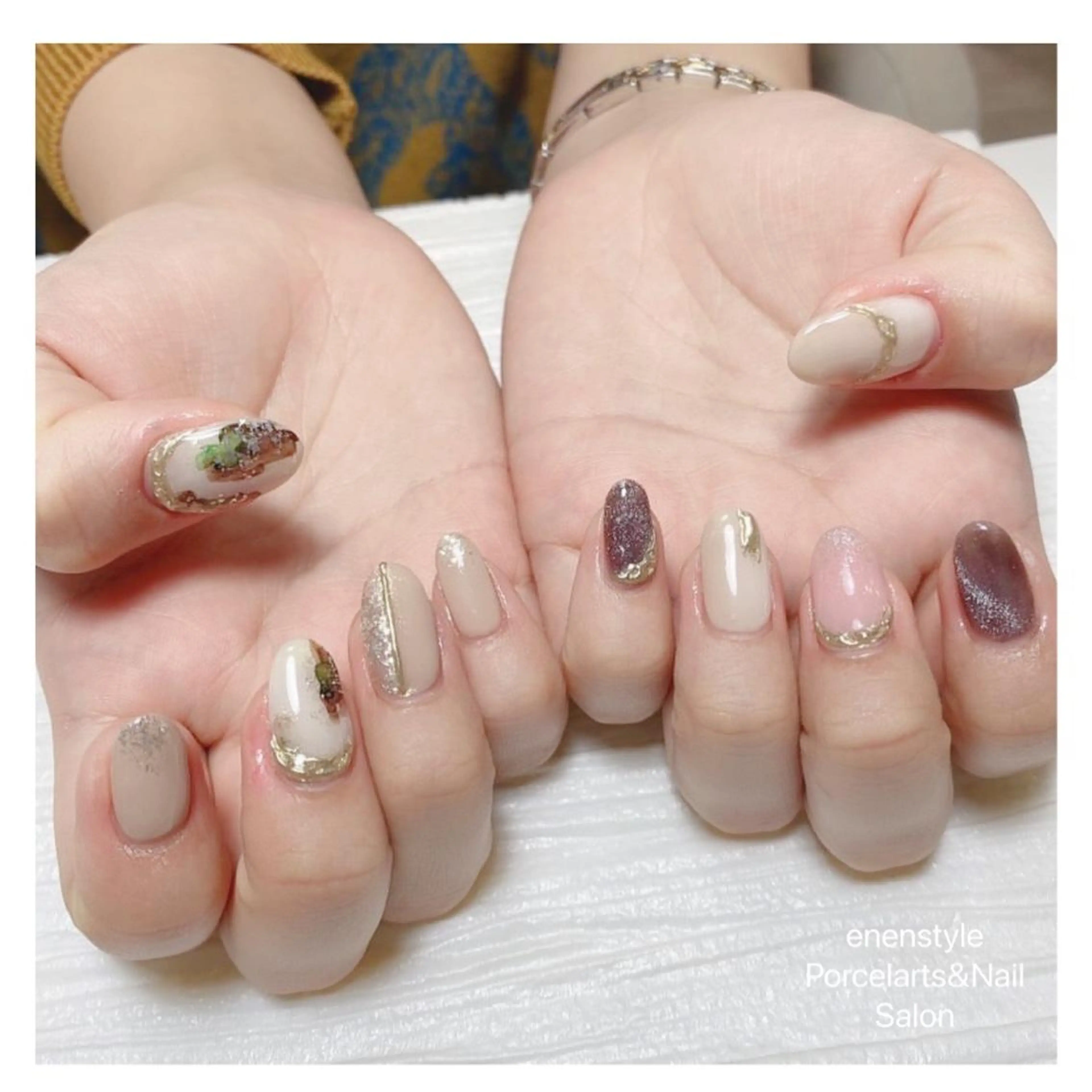 ミディアム ネイル ハンドネイル 👑enen style👑のネイルデザイン
