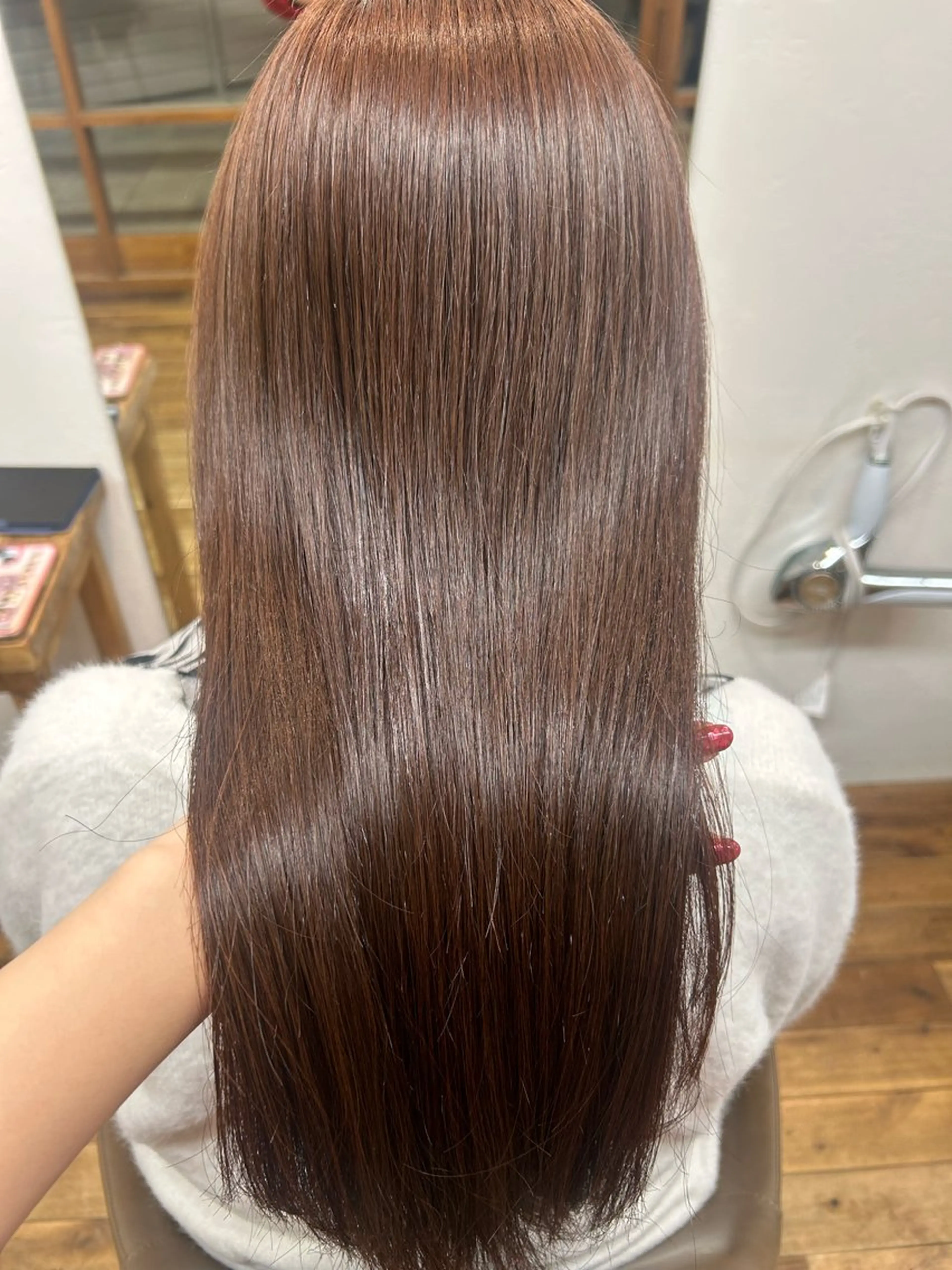 ロング カラー ベージュカラー ピンクカラー ピンクベージュ ヘアカラー 大阪デザインカラー/ カットモデル募集のヘアスタイル