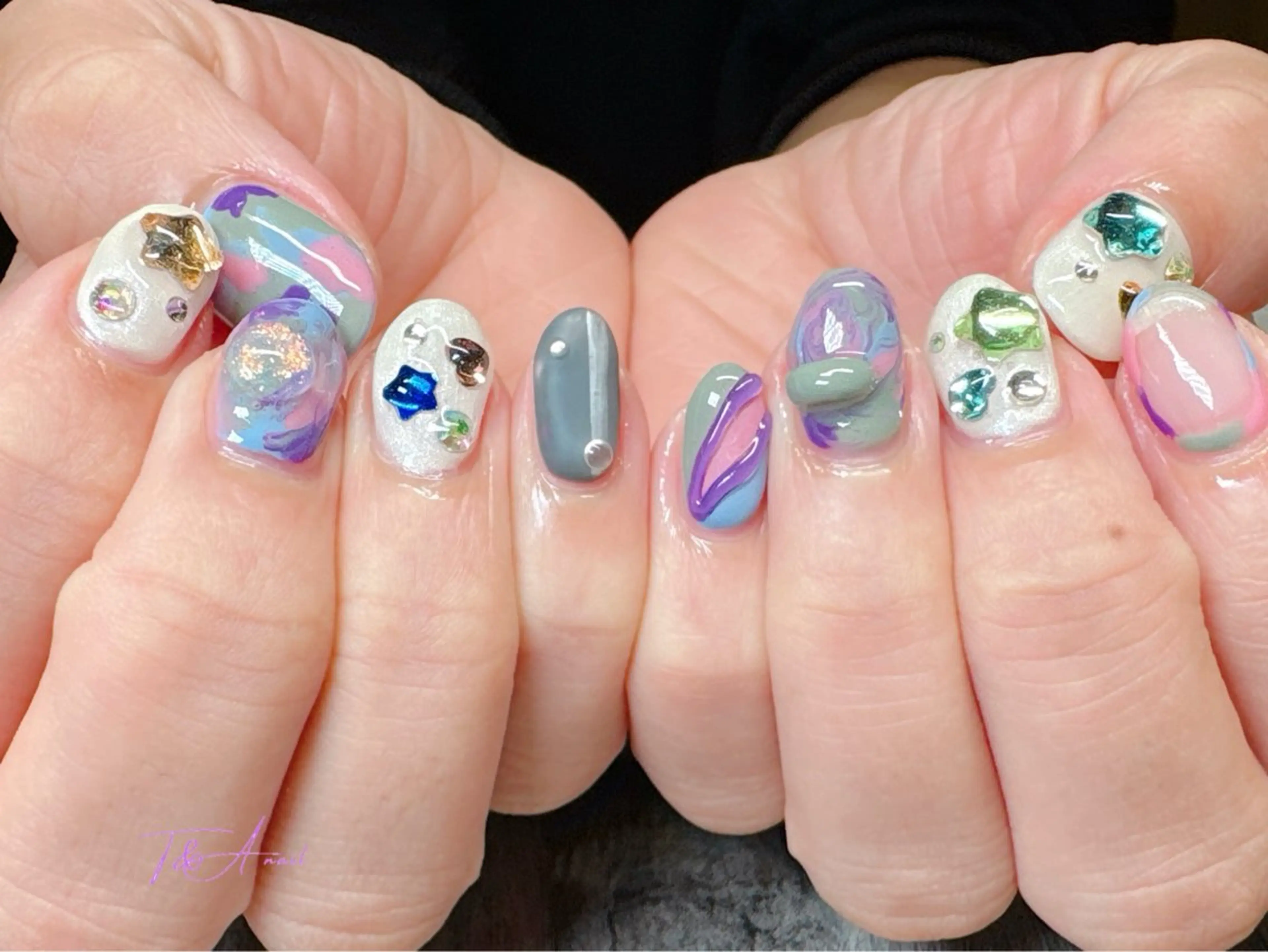 ネイル ジェルネイル ニュアンスネイル スカルプネイル ショートネイル 夏ネイル T&A nailのネイルデザイン