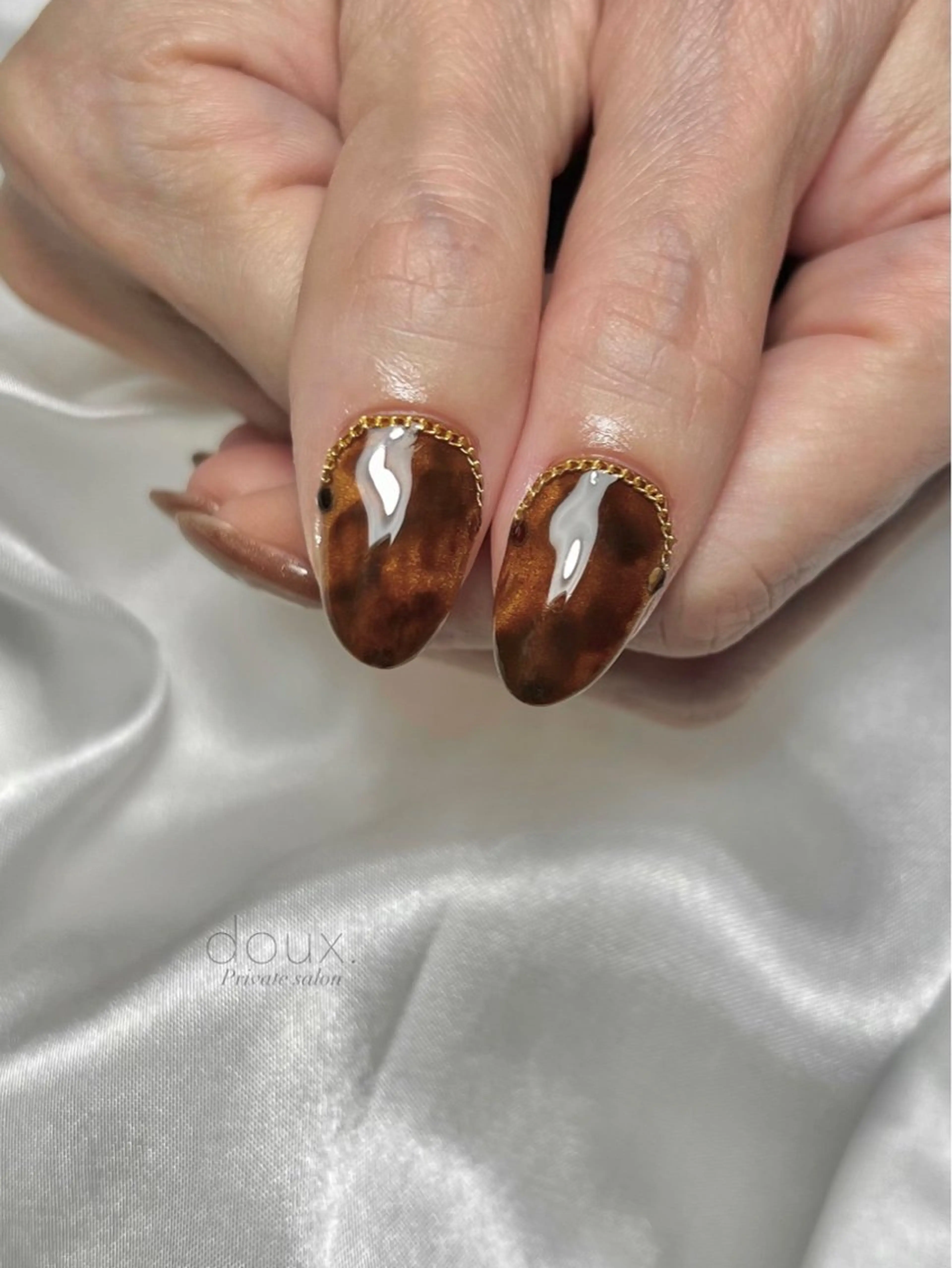 ネイル べっ甲ネイル 韓国ネイル マグネットネイル ニュアンスネイル 冬ネイル ハンドネイル doux. nailのネイルデザイン