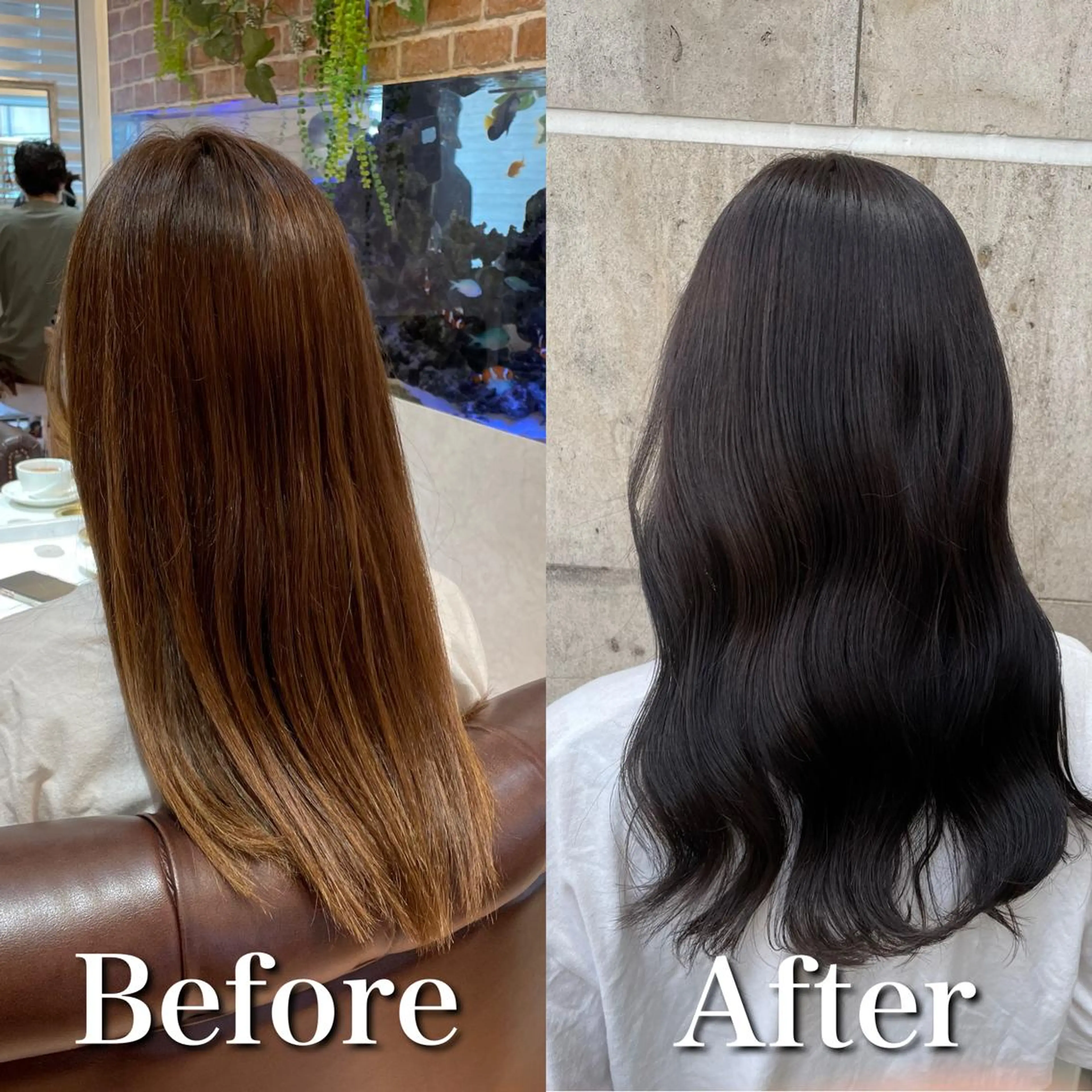 セミロング カラー ミヤザキ タクトのヘアスタイル