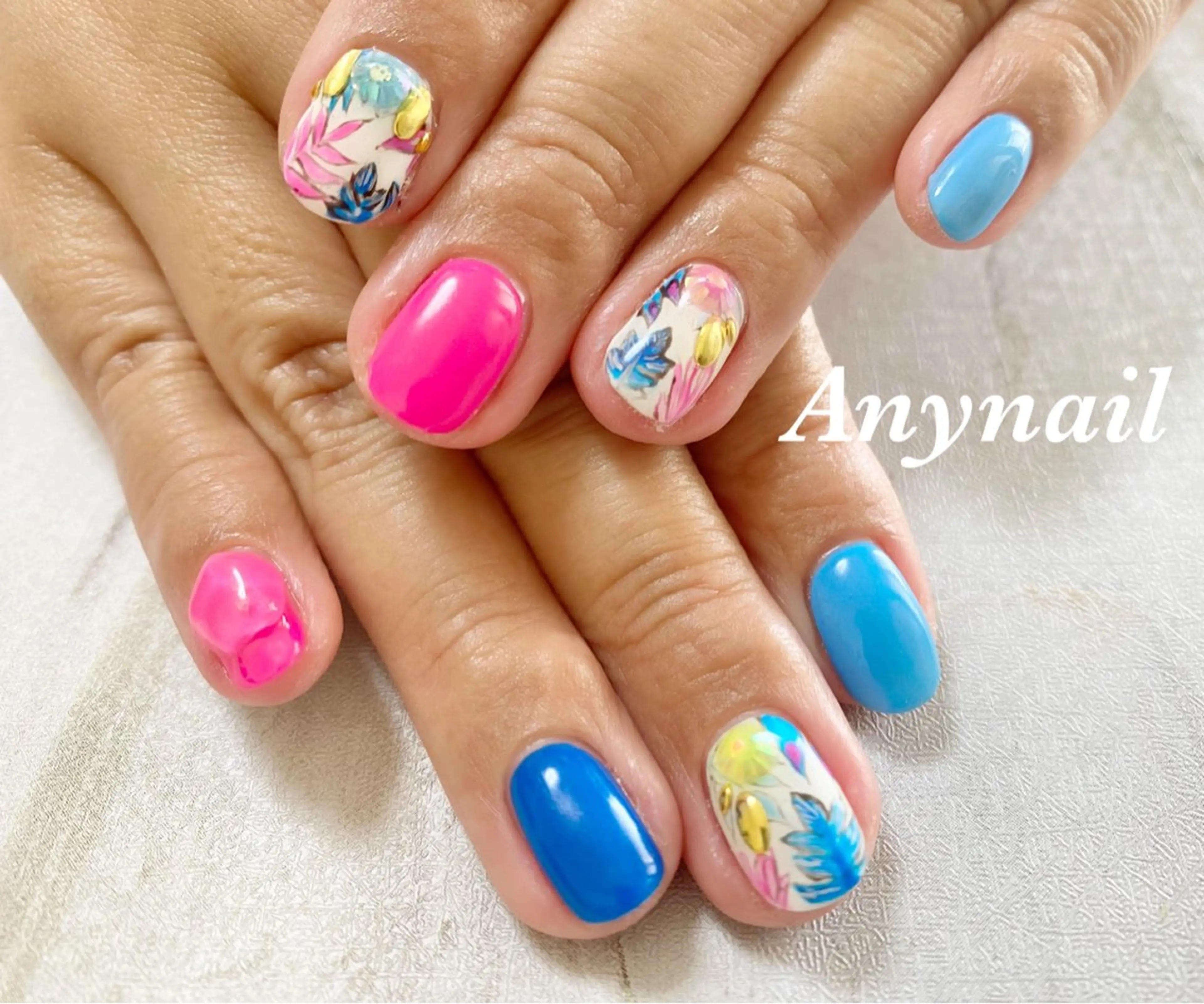 ネイル ブルー ハンドネイル 岩澤 恵子のネイルデザイン