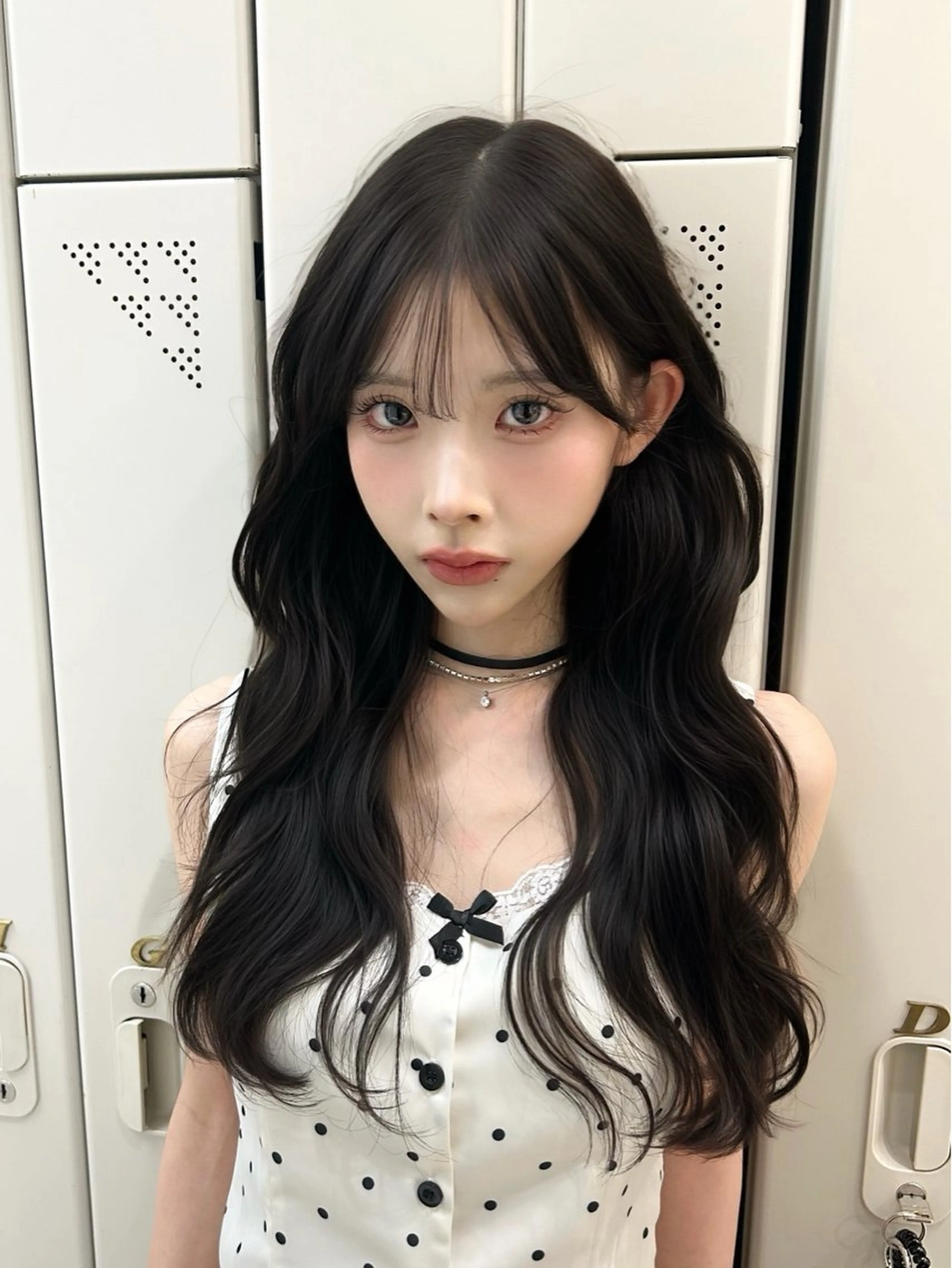 ロング カラー グレージュ 韓国風ヘア レイヤーカット カット ヘアカラー トリートメント 韓国ヘア/顔周り ヘアセット/加藤優里のヘアスタイル