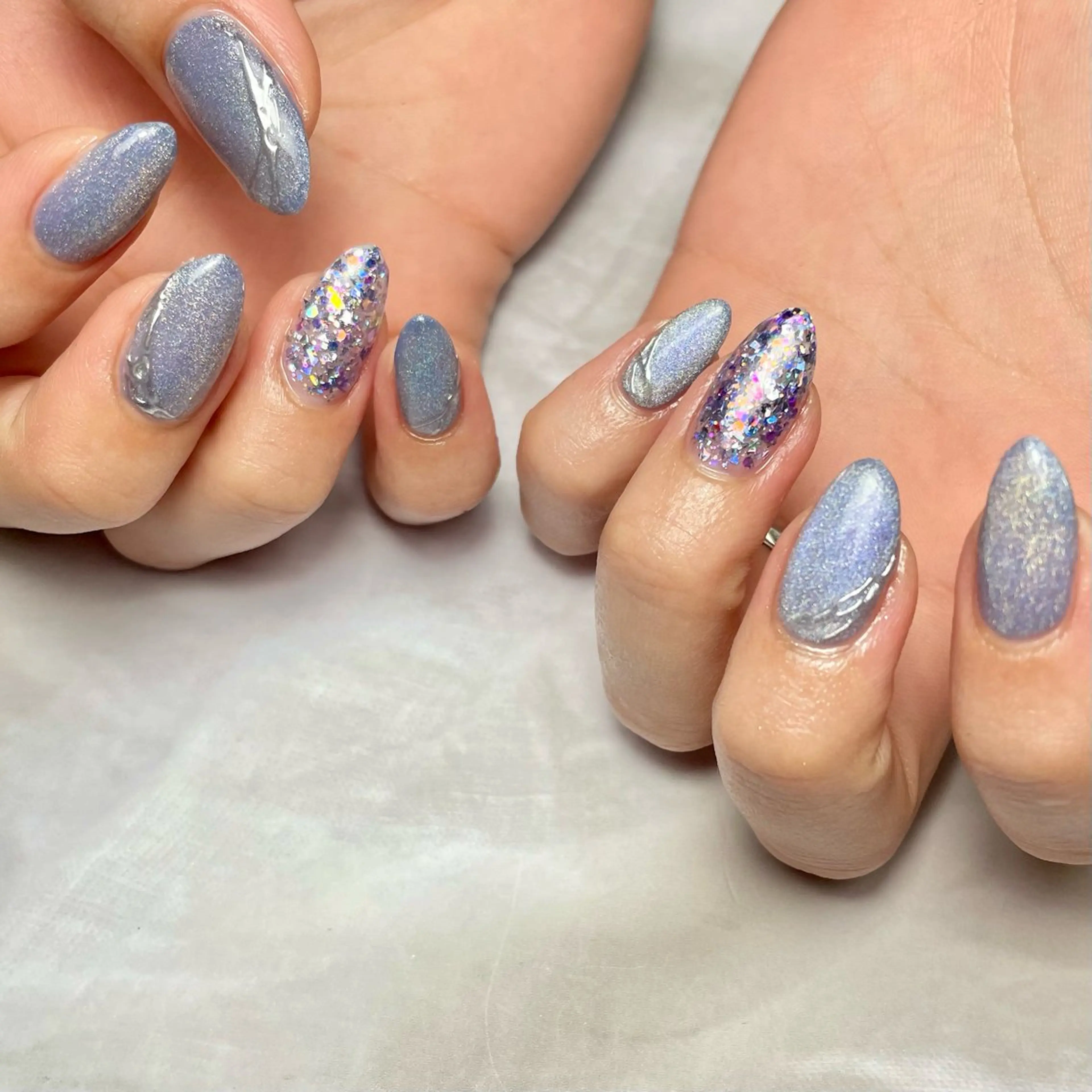 ネイル アートネイル ブルー マグネットネイル Reflection marikoのネイルデザイン