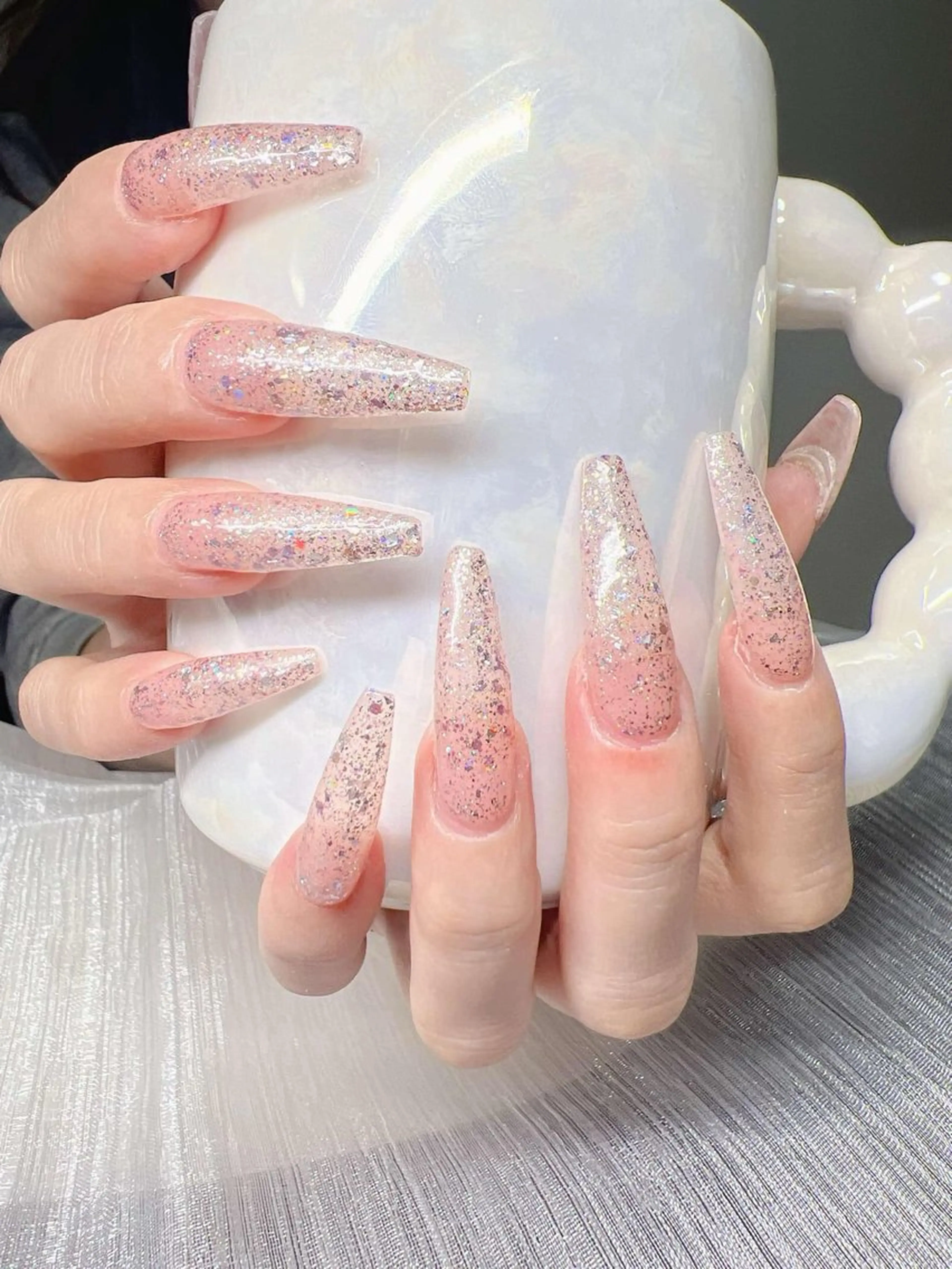 ネイル オーロラネイル チークネイル 長さ出し フットネイル フレンチネイル Lee Nails チップ長さだし専門店のネイルデザイン