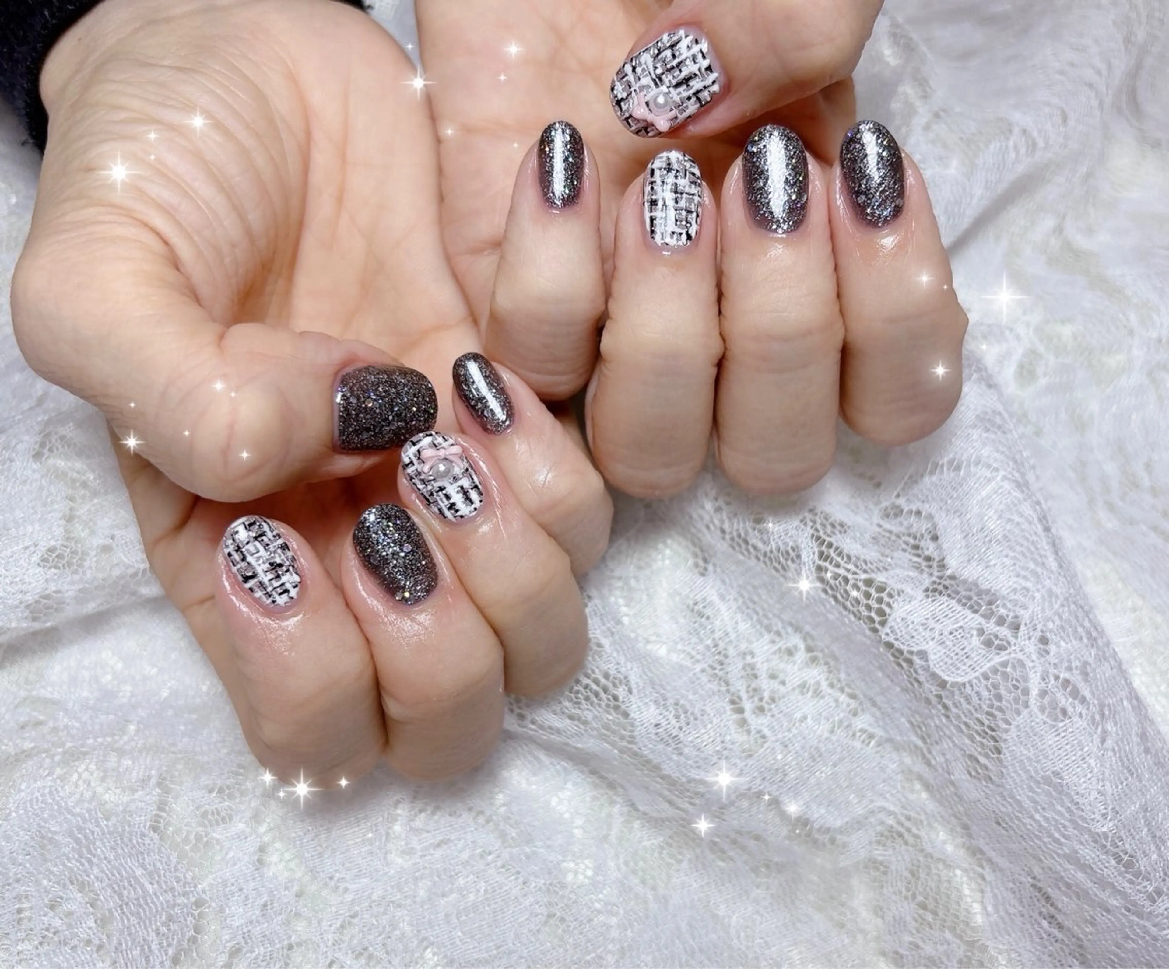 ネイル アートネイル ツイードネイル ハンドネイル FLARE NAIL フレアネイルのネイルデザイン