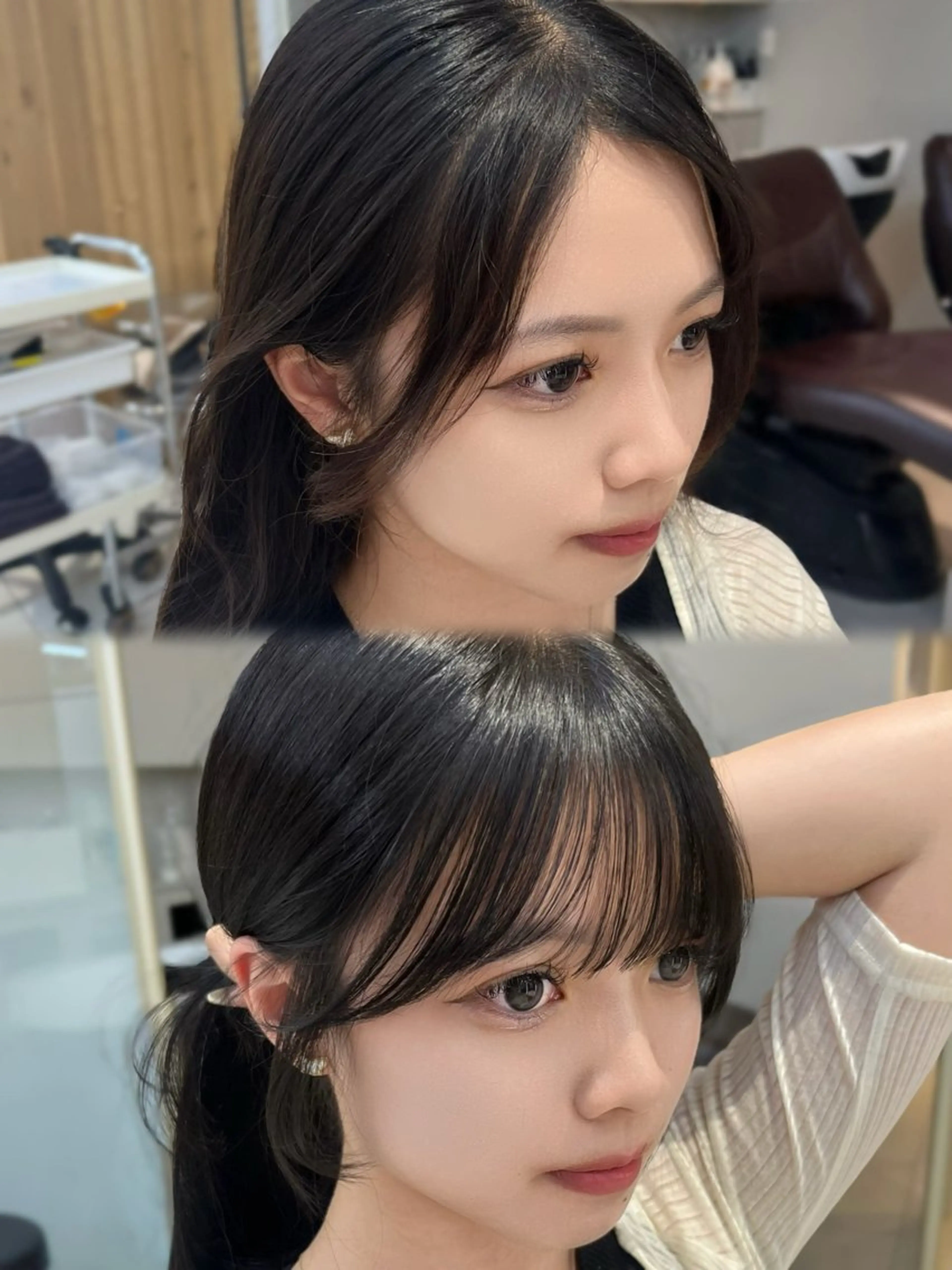 セミロング カラー 似合わせレイヤー/ 透明感カラーのヘアスタイル