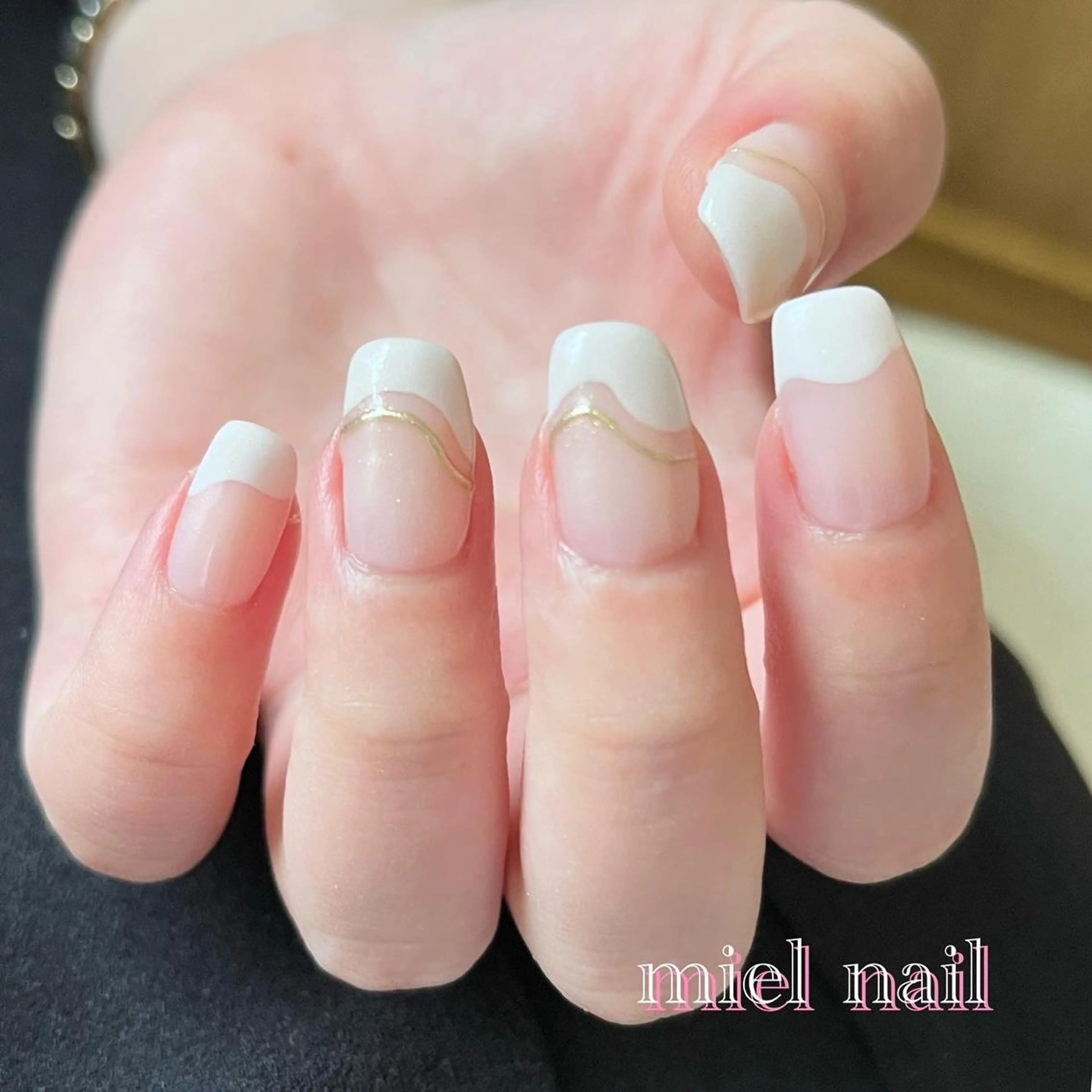ネイル フレンチネイル ミラーネイル 夏ネイル ハンドネイル miel nailのネイルデザイン