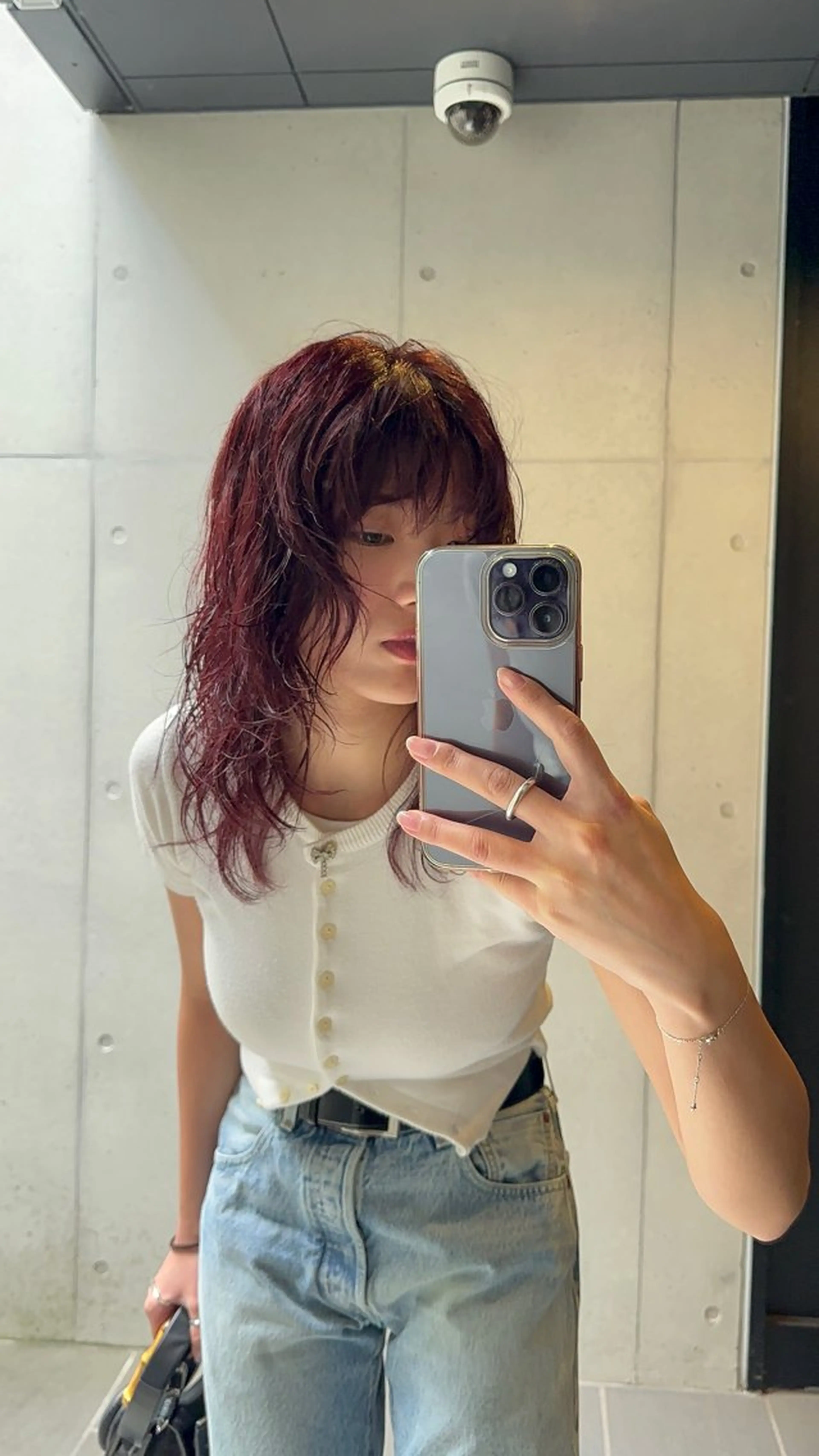 ミディアム カラー パーマ ミディアムパーマ レッドカラー カット ヘアカラー 似合わせウルフ/ レイヤー/山本祐輔のヘアスタイル