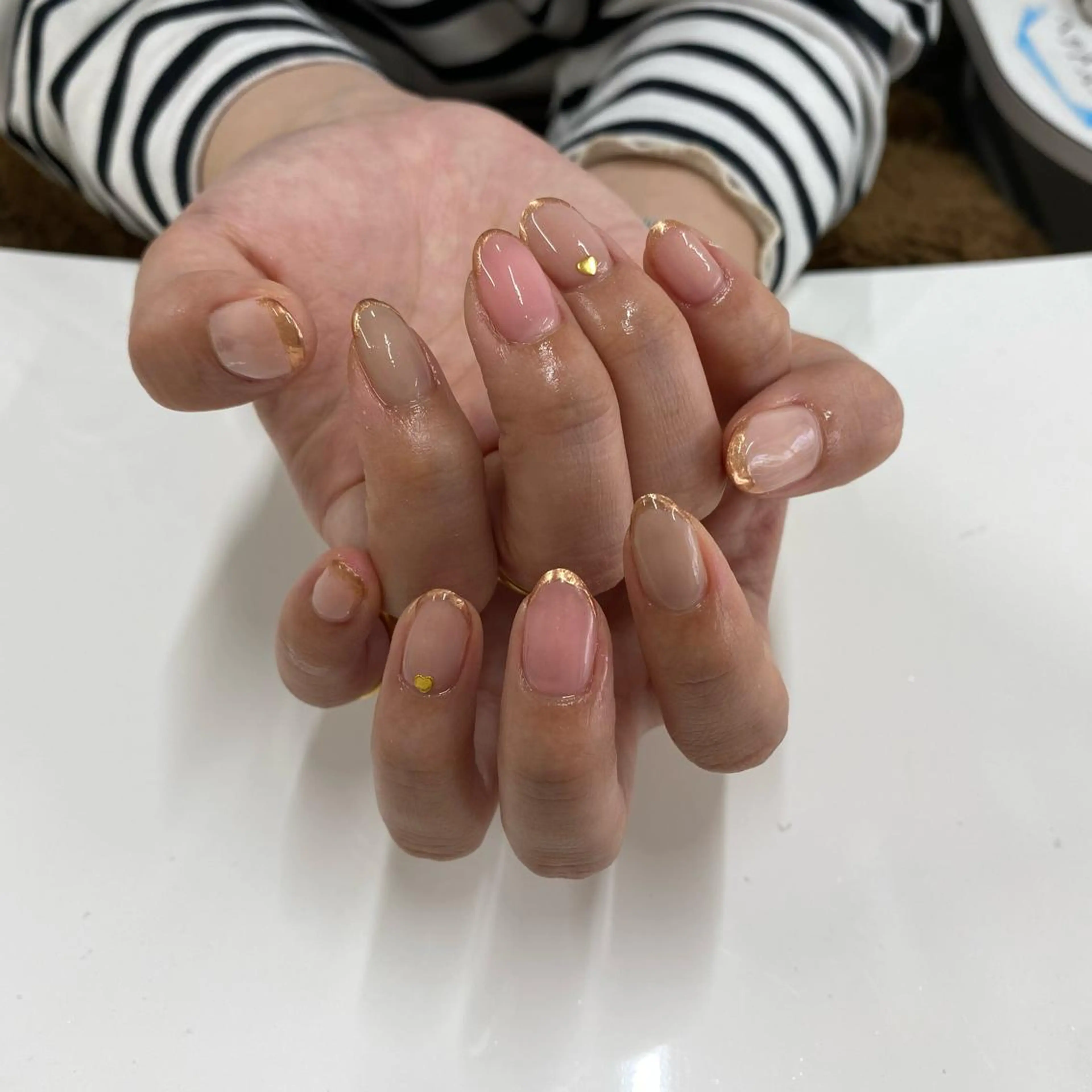 ネイル フレンチネイル ゴールド ワンカラーネイル Raybeauty marinaのネイルデザイン