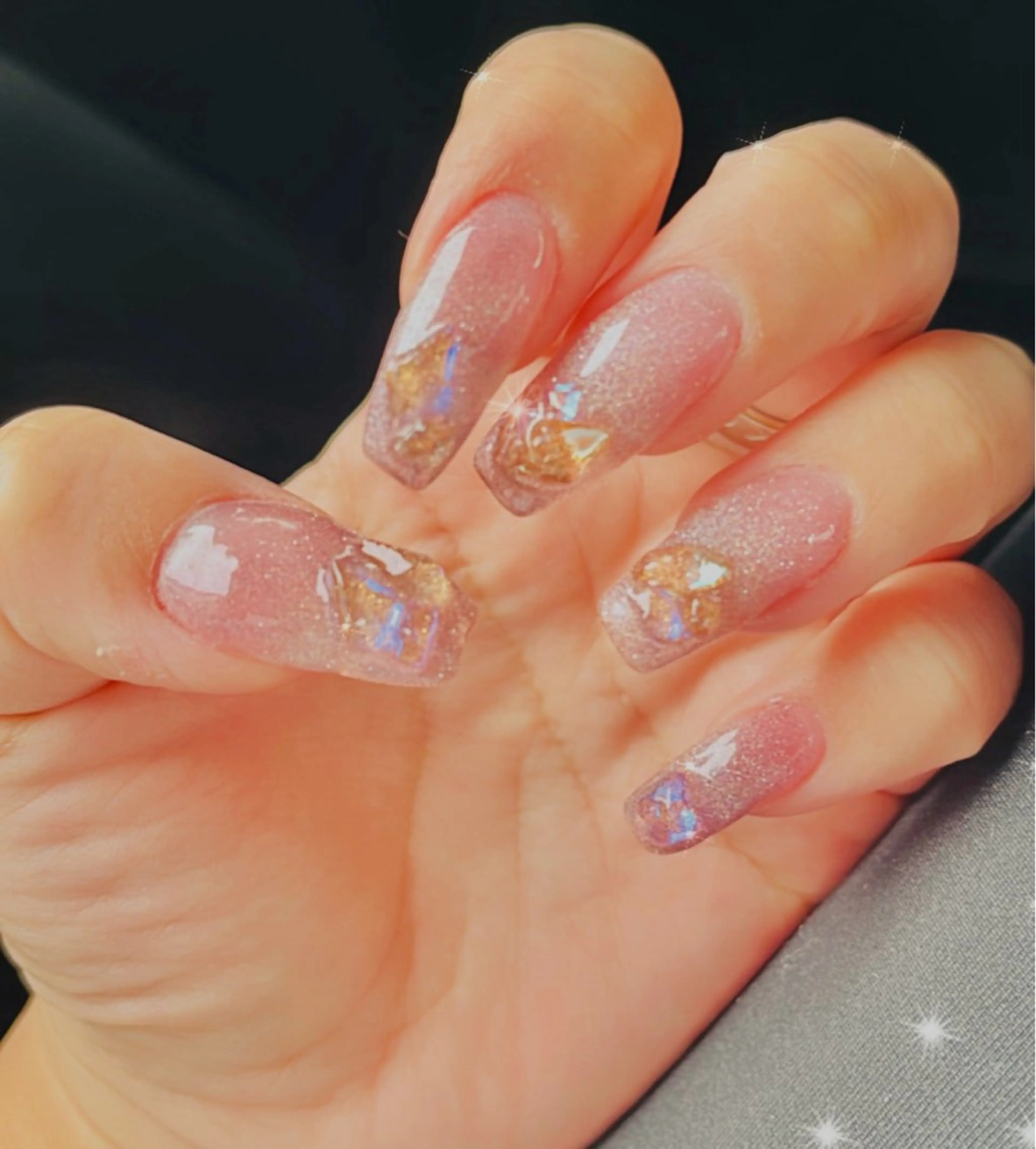 ネイル フラッシュネイル 氷ネイル・うるうるネイル マグネットネイル ⭐️ saki⭐️のネイルデザイン