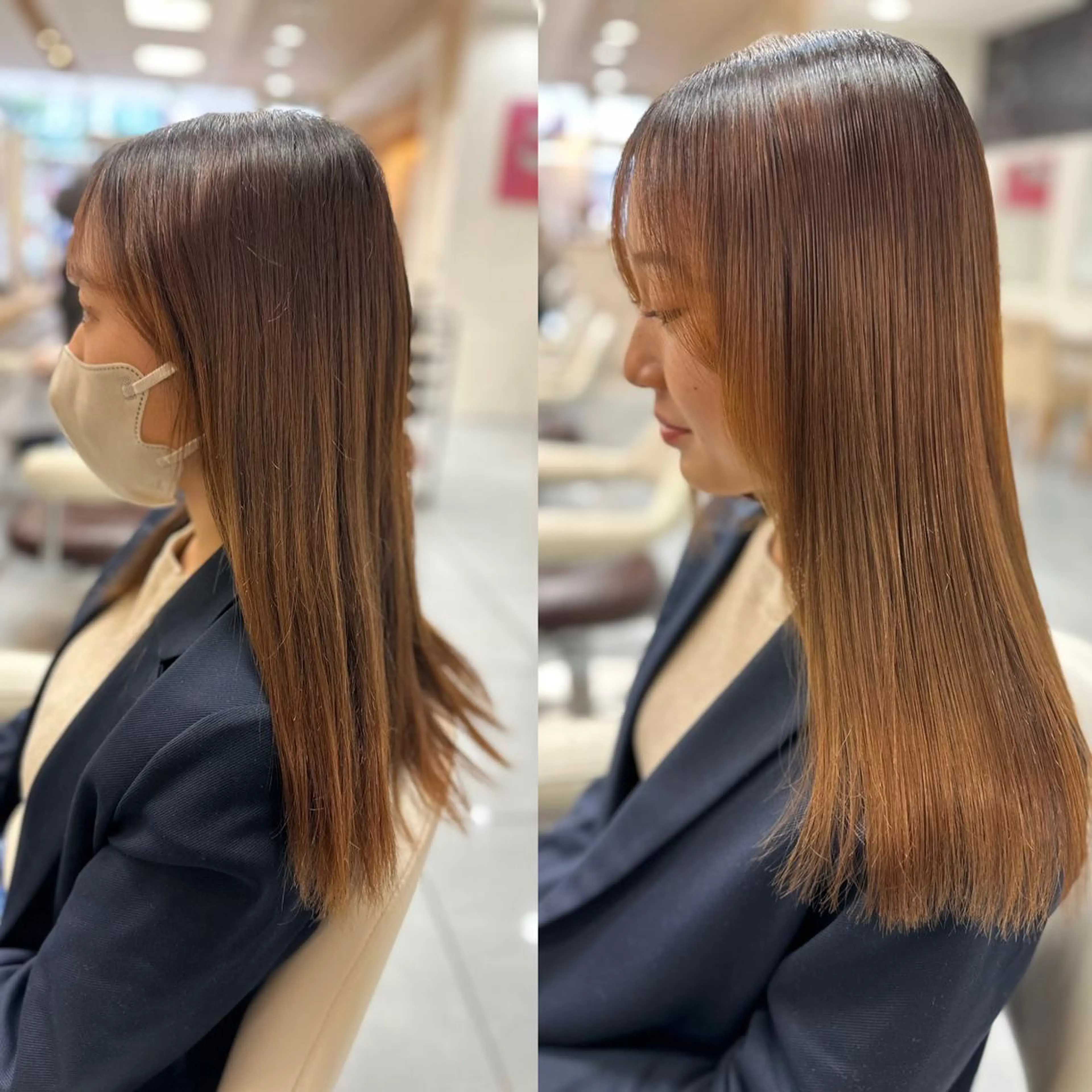 セミロング パーマ カット 縮毛矯正 トリートメント 髪質改善/縮毛矯正 /レイヤー岡部のヘアスタイル