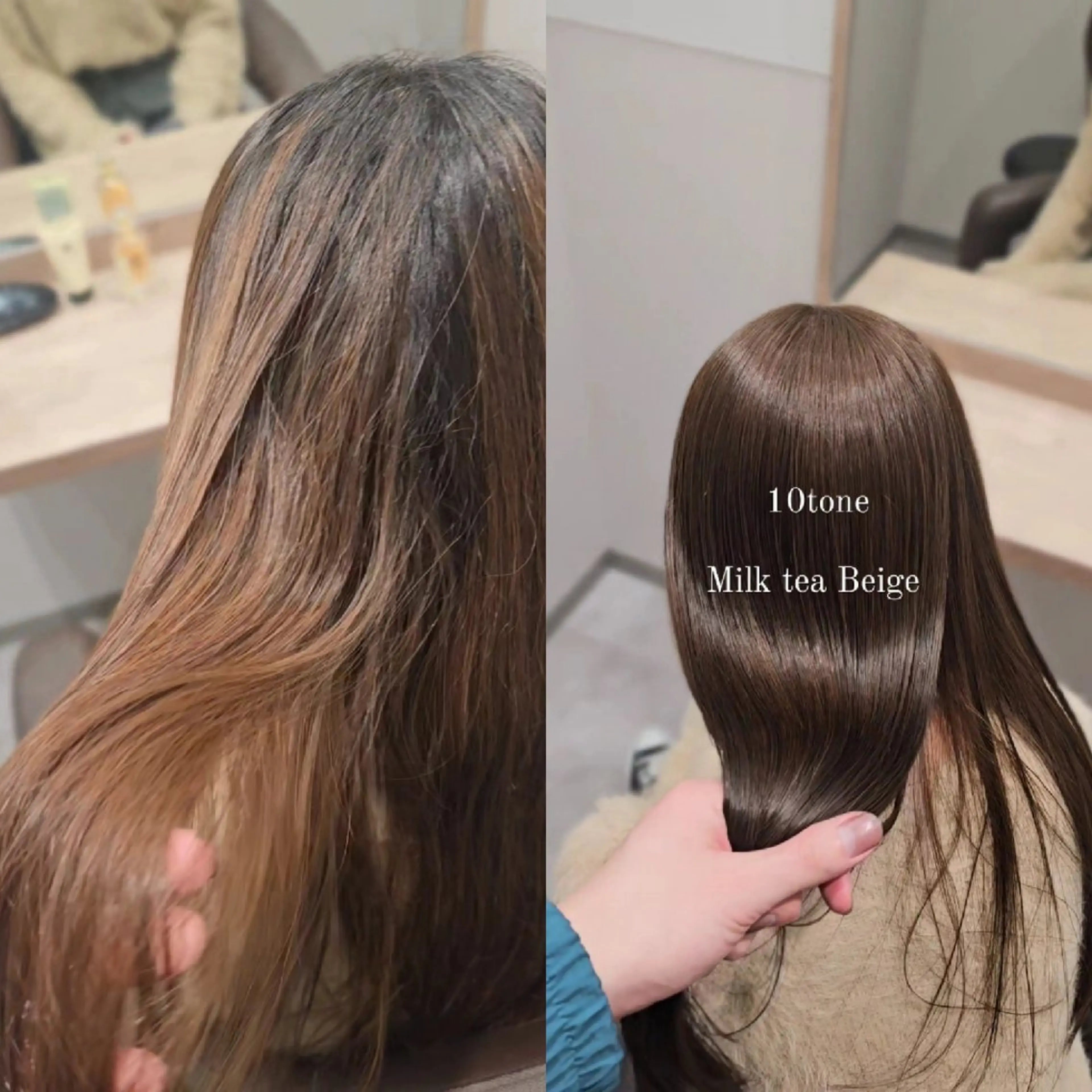 セミロング カラー 透明感カラー カット ヘアカラー トリートメント 縮毛矯正をしている人 のためのカラーのヘアスタイル