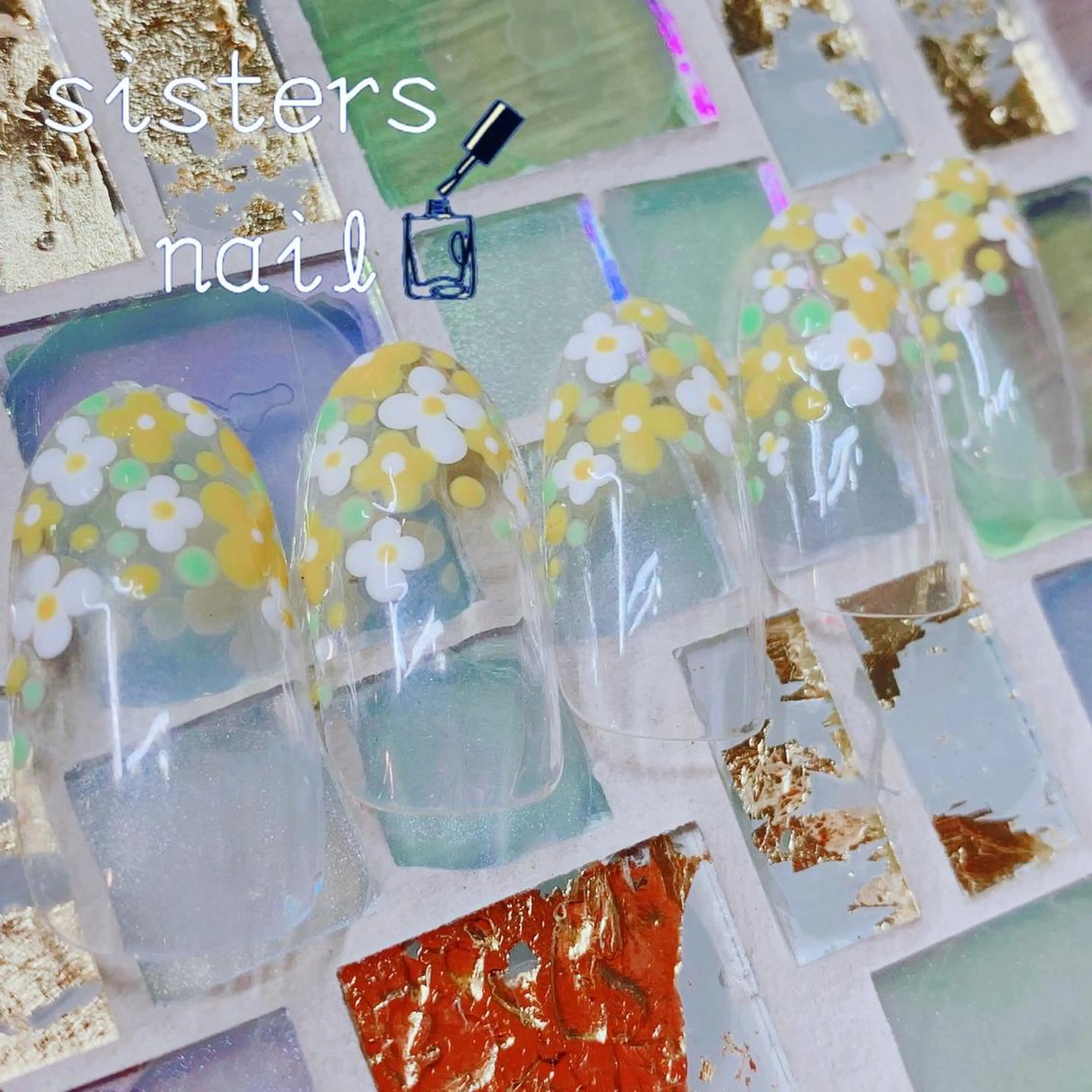 ネイル アートネイル クリアネイル 入学式 フラワーネイル 卒業式 sisters nail.fのネイルデザイン