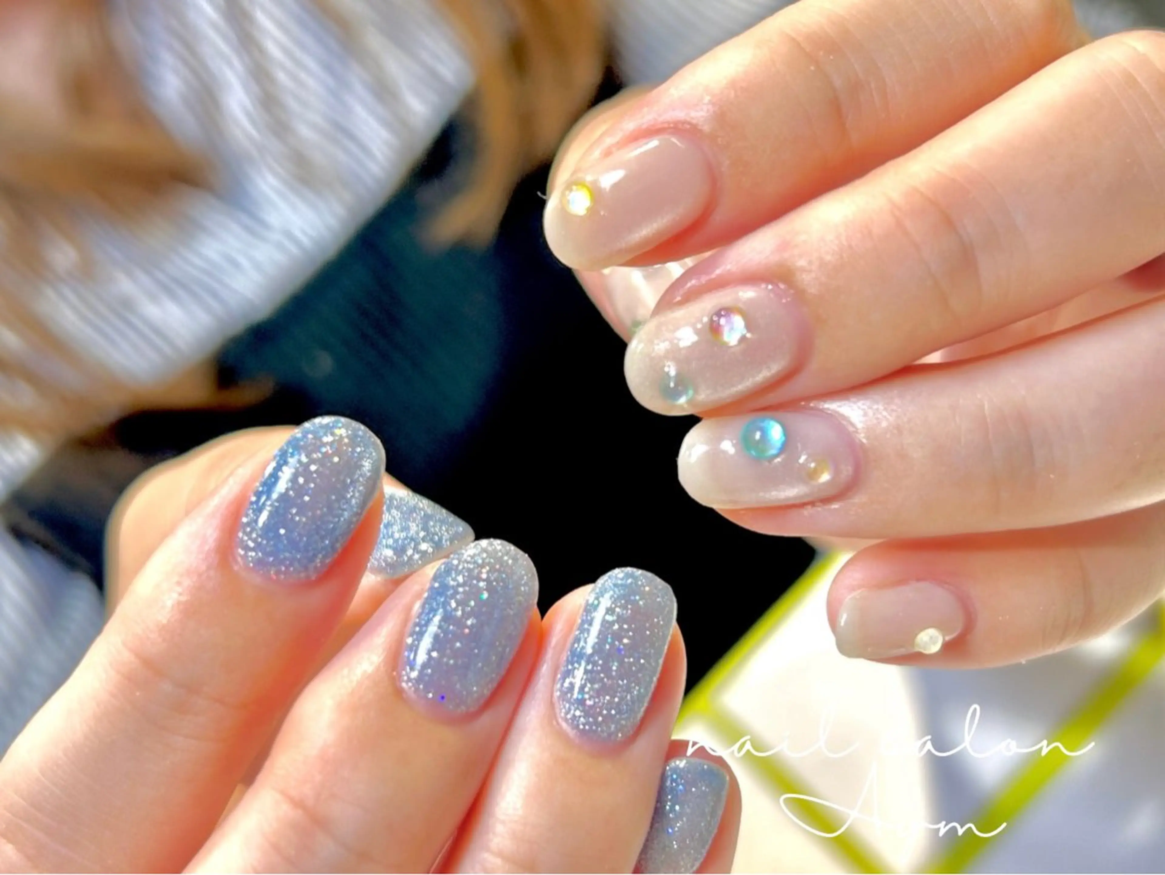ネイル オーロラネイル ブルー マグネットネイル nail salon Aymのネイルデザイン