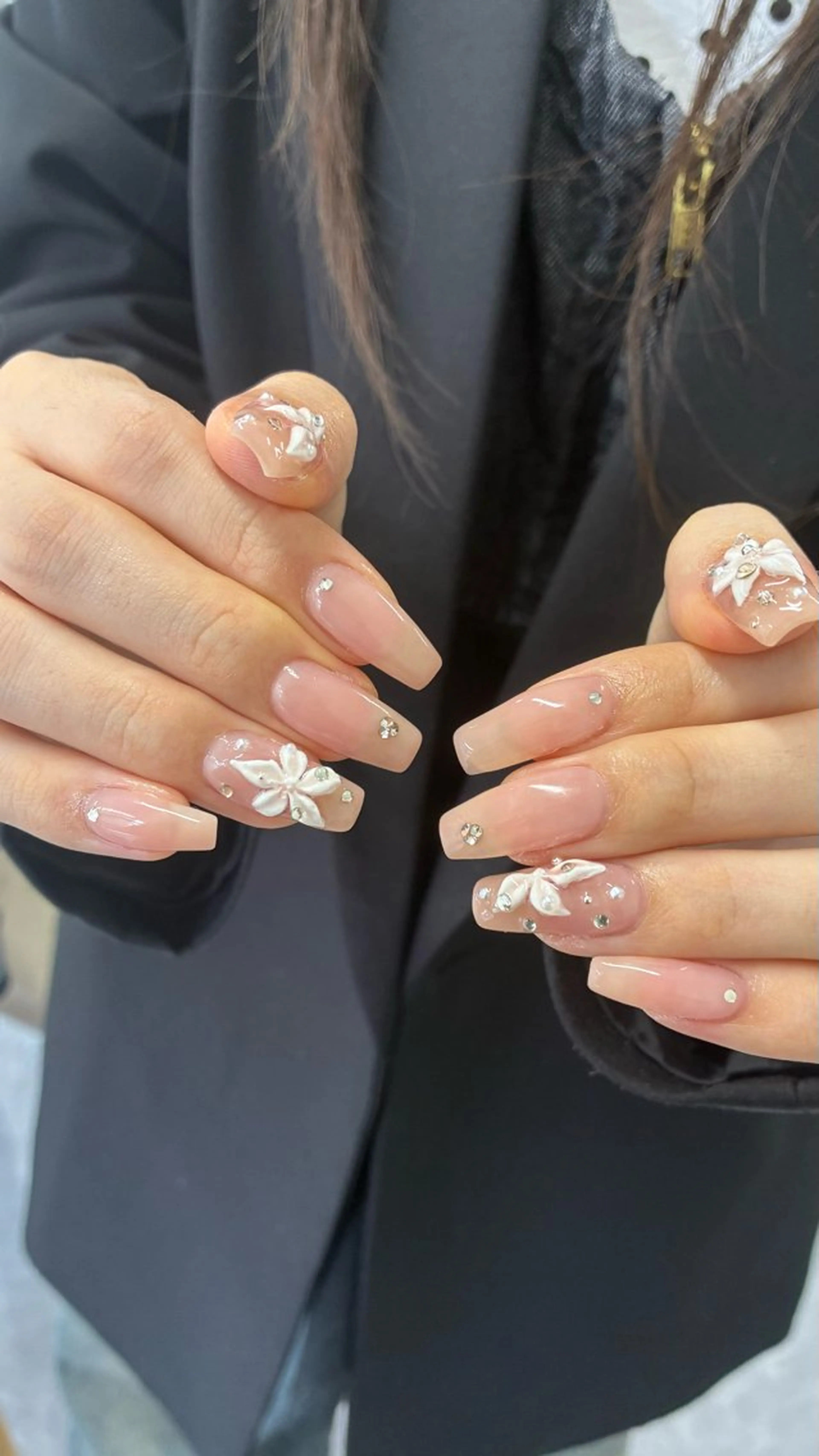 ネイル キラキラネイル オフィスネイル ワンカラーネイル リボン 夏ネイル ハンドネイル Risa 梅田/南森町ネイルのネイルデザイン