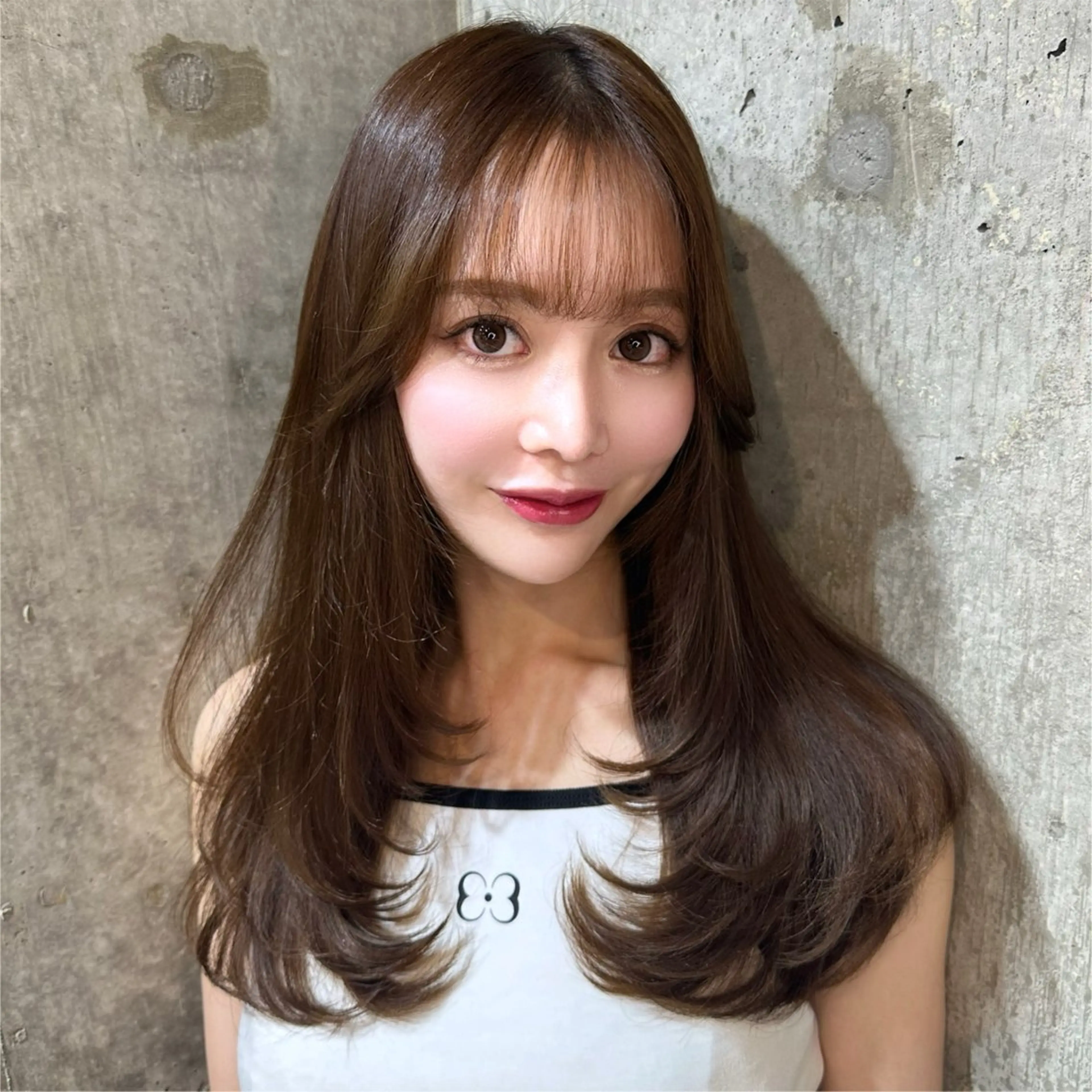 セミロング カラー 新宿/韓国風レイヤー 髪質改善/渋谷直樹のヘアスタイル