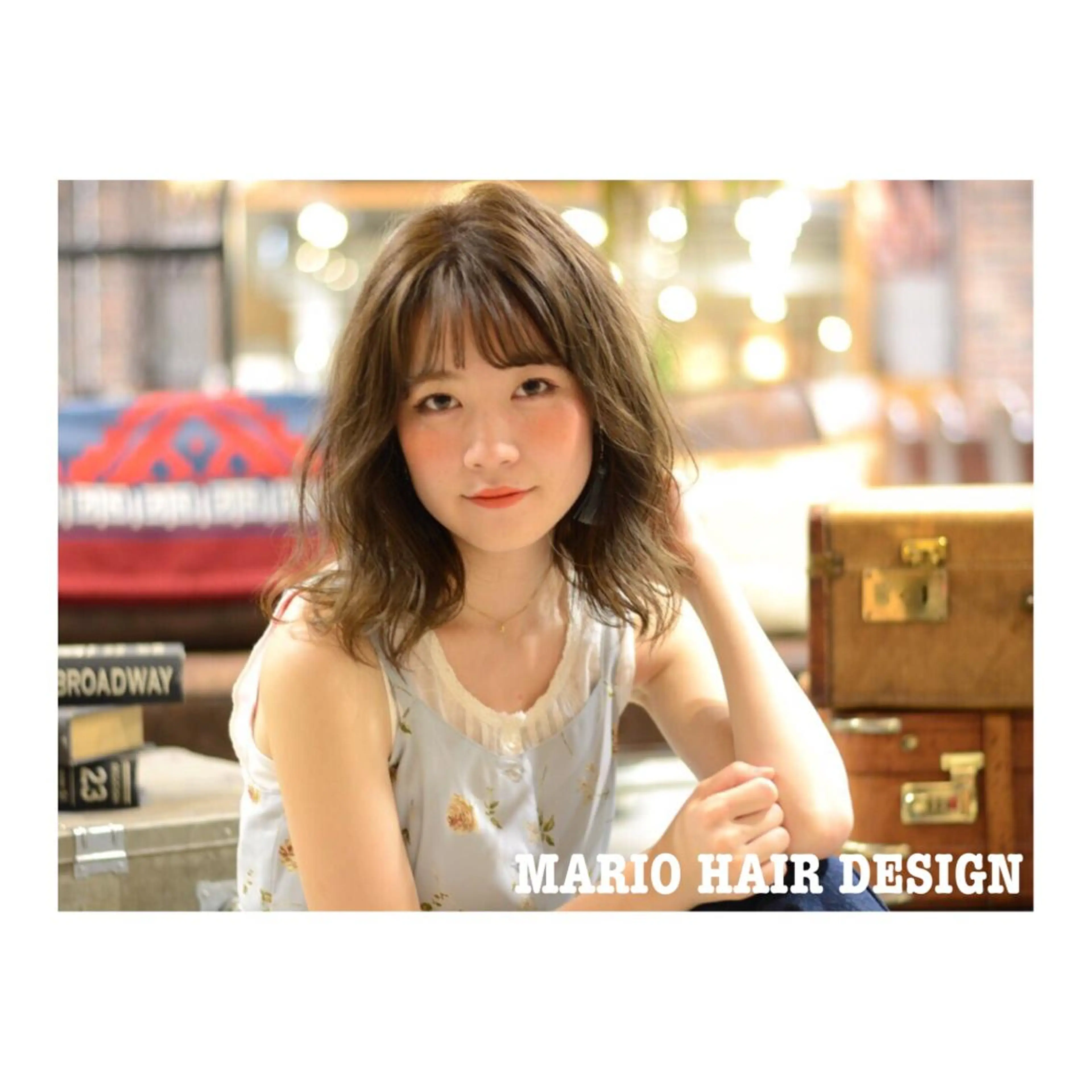 ミディアム カラー パーマ ミディアムパーマ グレージュ 竹嶌 健吾のヘアスタイル