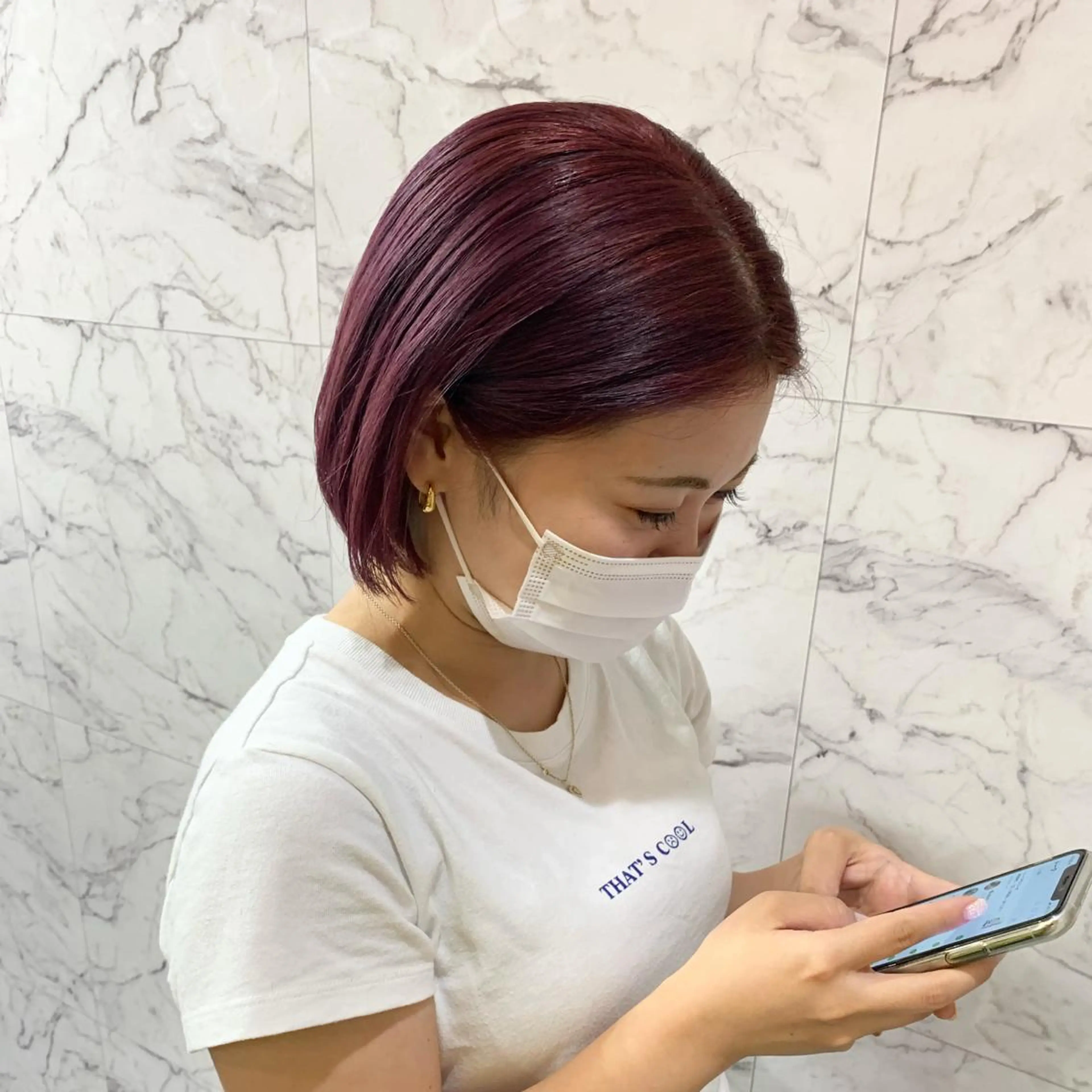 ショート カラー ピンクカラー カット ヘアカラー トリートメント funo. ／透明感カラーのヘアスタイル