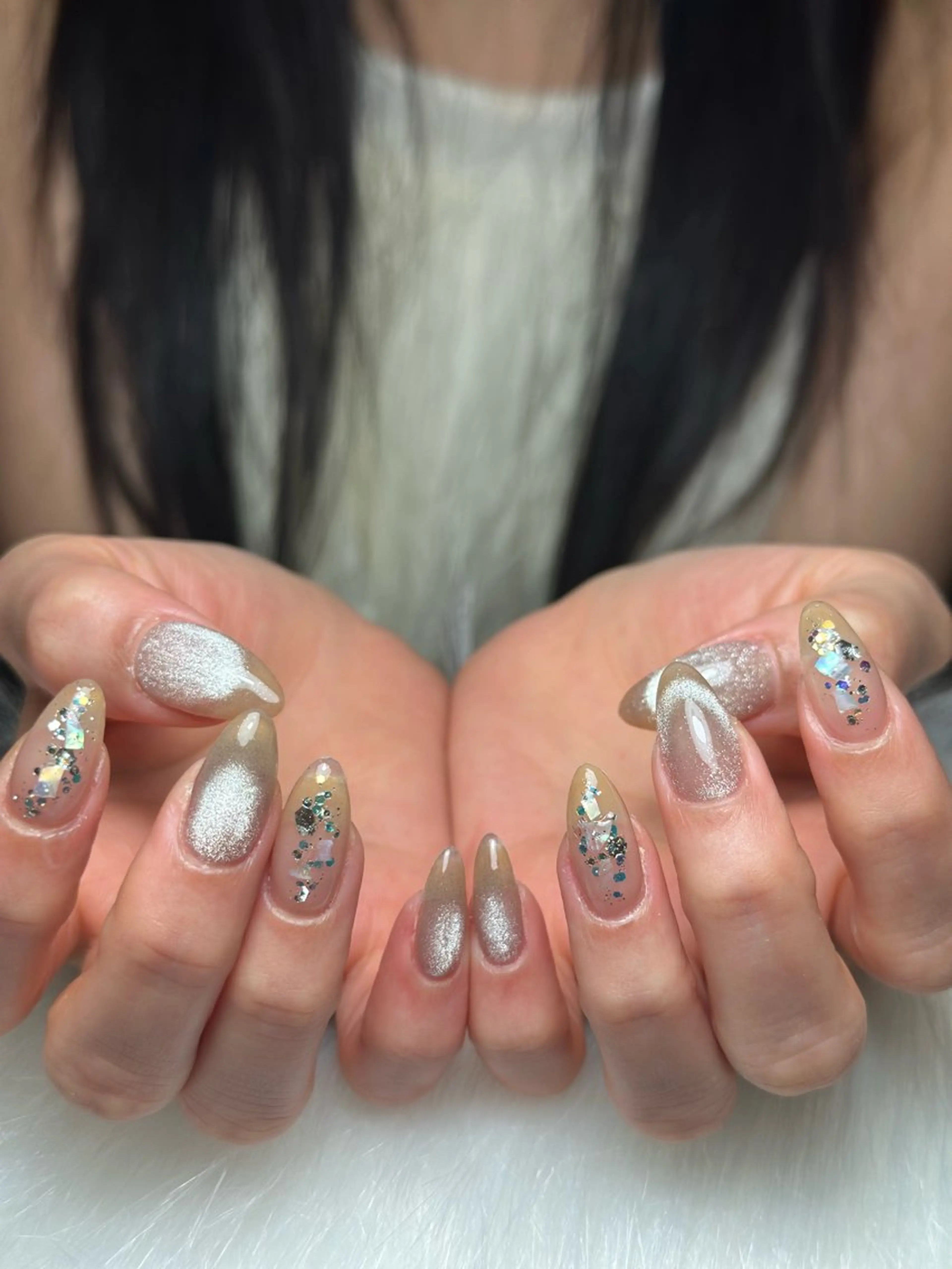 ネイル フレンチネイル グラデーション 韓国ネイル マグネットネイル シンプルネイル CoMo Nailのネイルデザイン