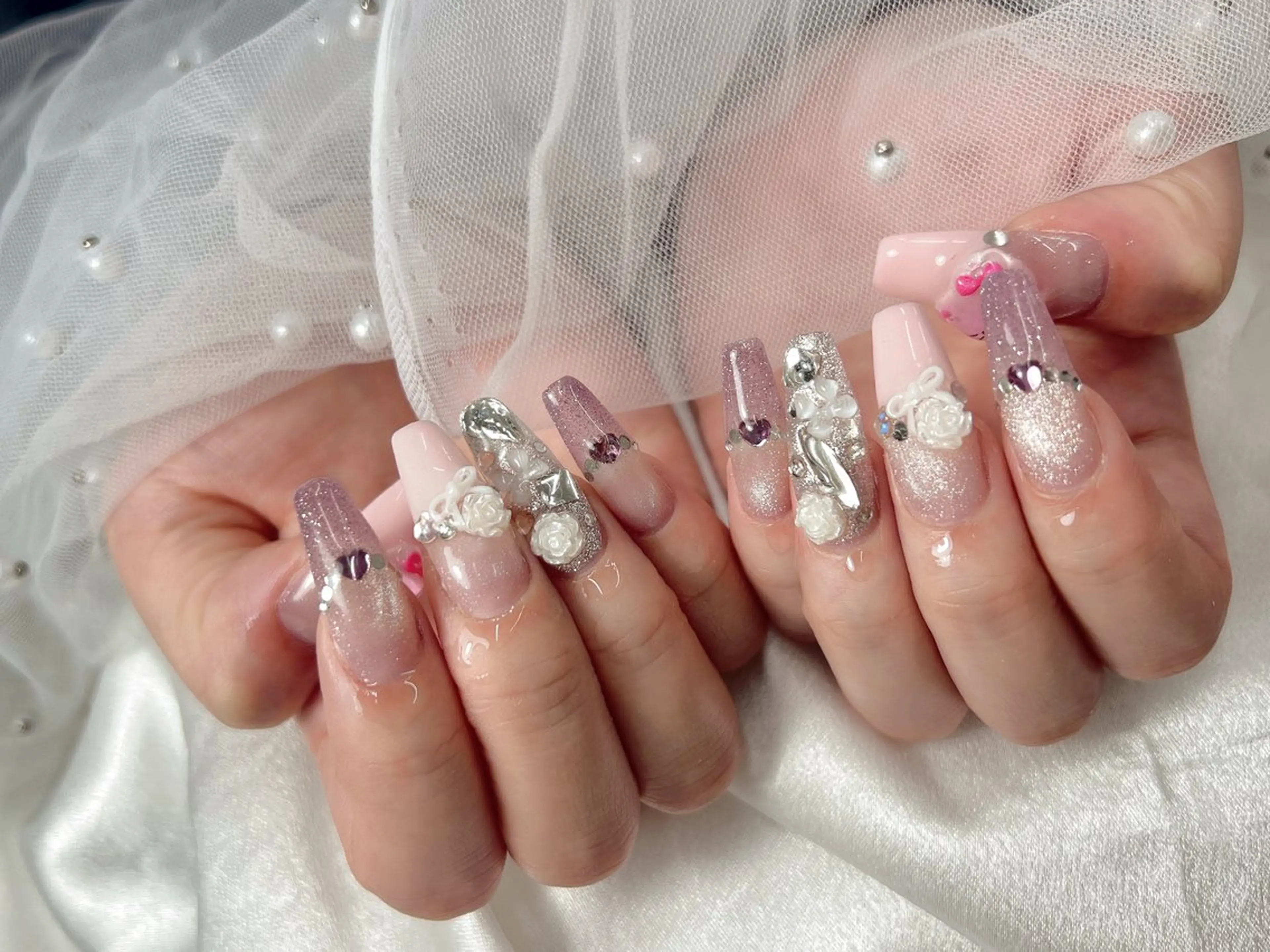 ネイル フラッシュネイル マグネットネイル ハンドネイル bijou nails　蓮のネイルデザイン