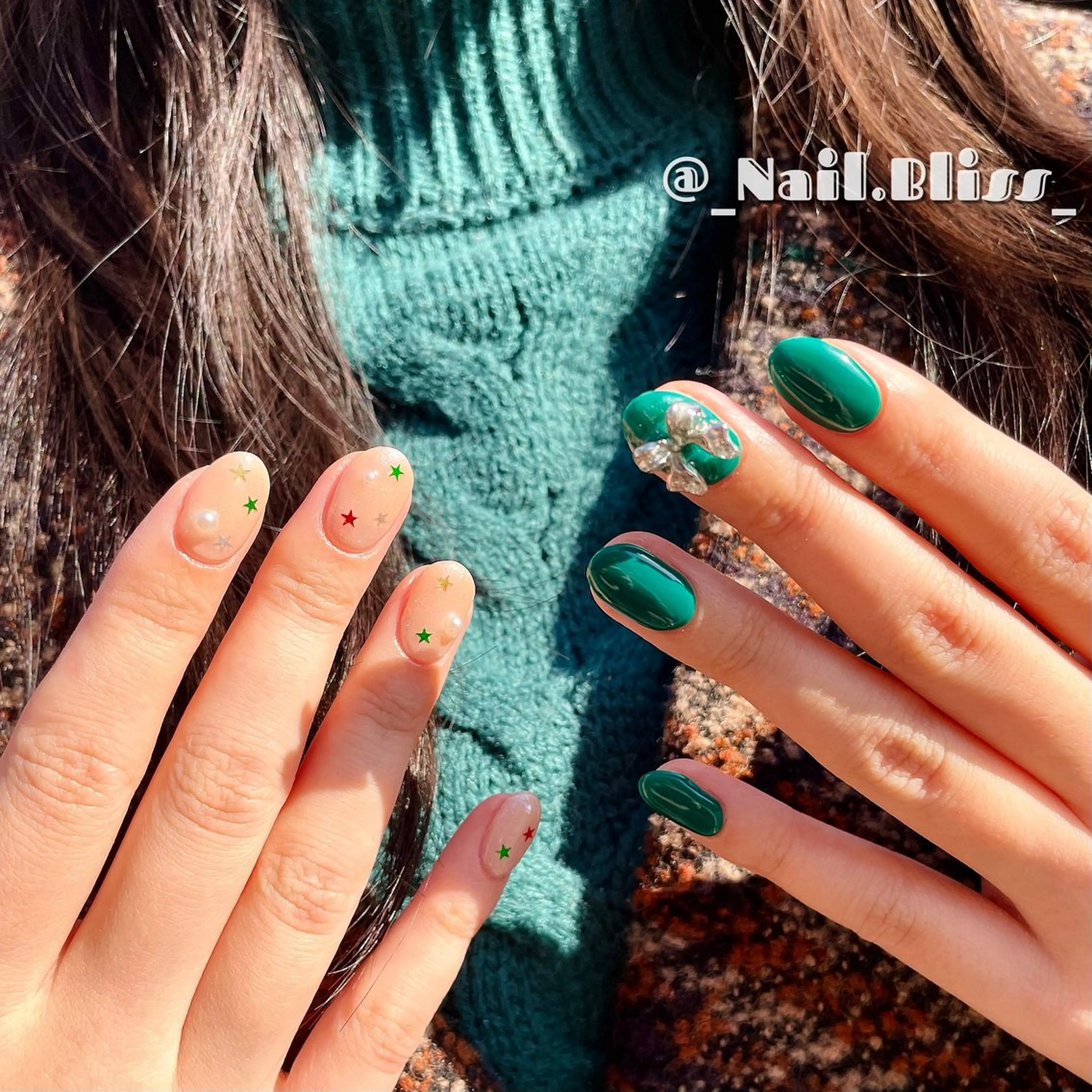 ネイル シンプルネイル 冬ネイル クリスマス ハンドネイル NAIL BLISSのネイルデザイン