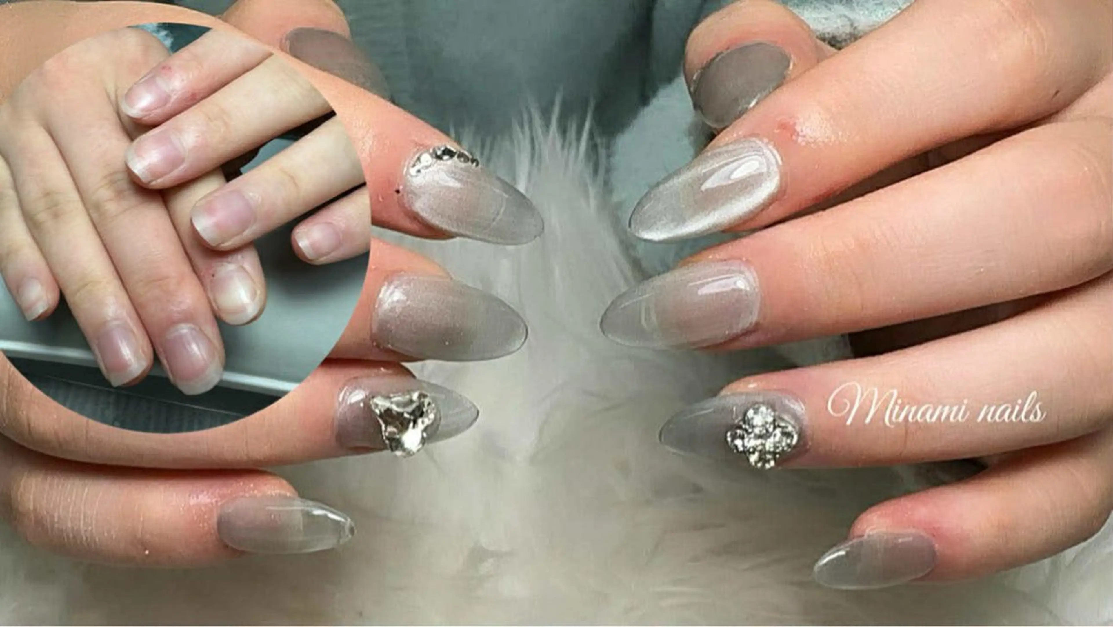 ネイル アートネイル オーロラネイル ガーリー キラキラネイル 韓国ネイル Minami Nailsのネイルデザイン