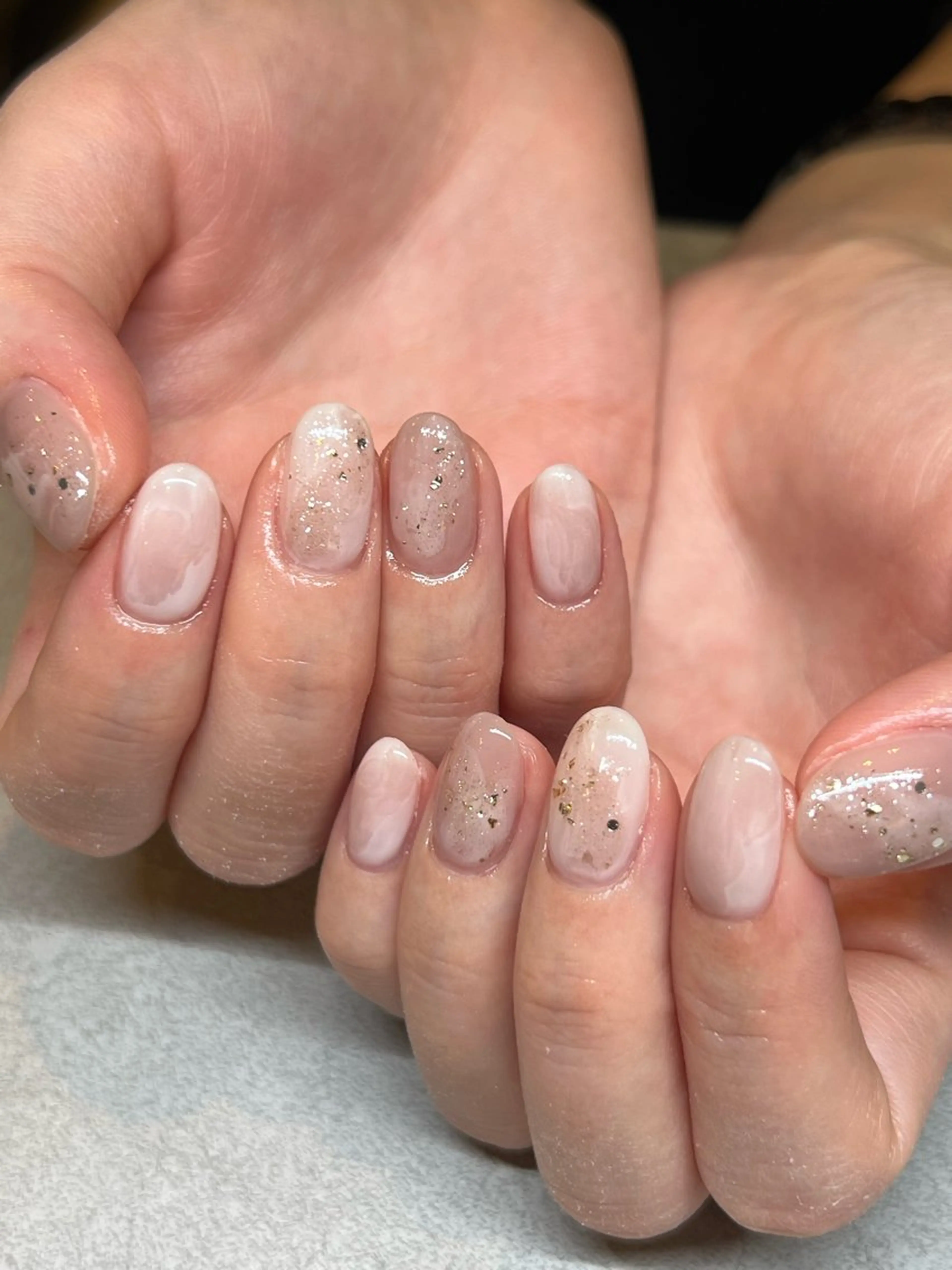 ネイル オーロラネイル 長さ出し フラワーネイル フレンチネイル ハート ハンドネイル Cleo中目黒店 Hinahoのネイルデザイン