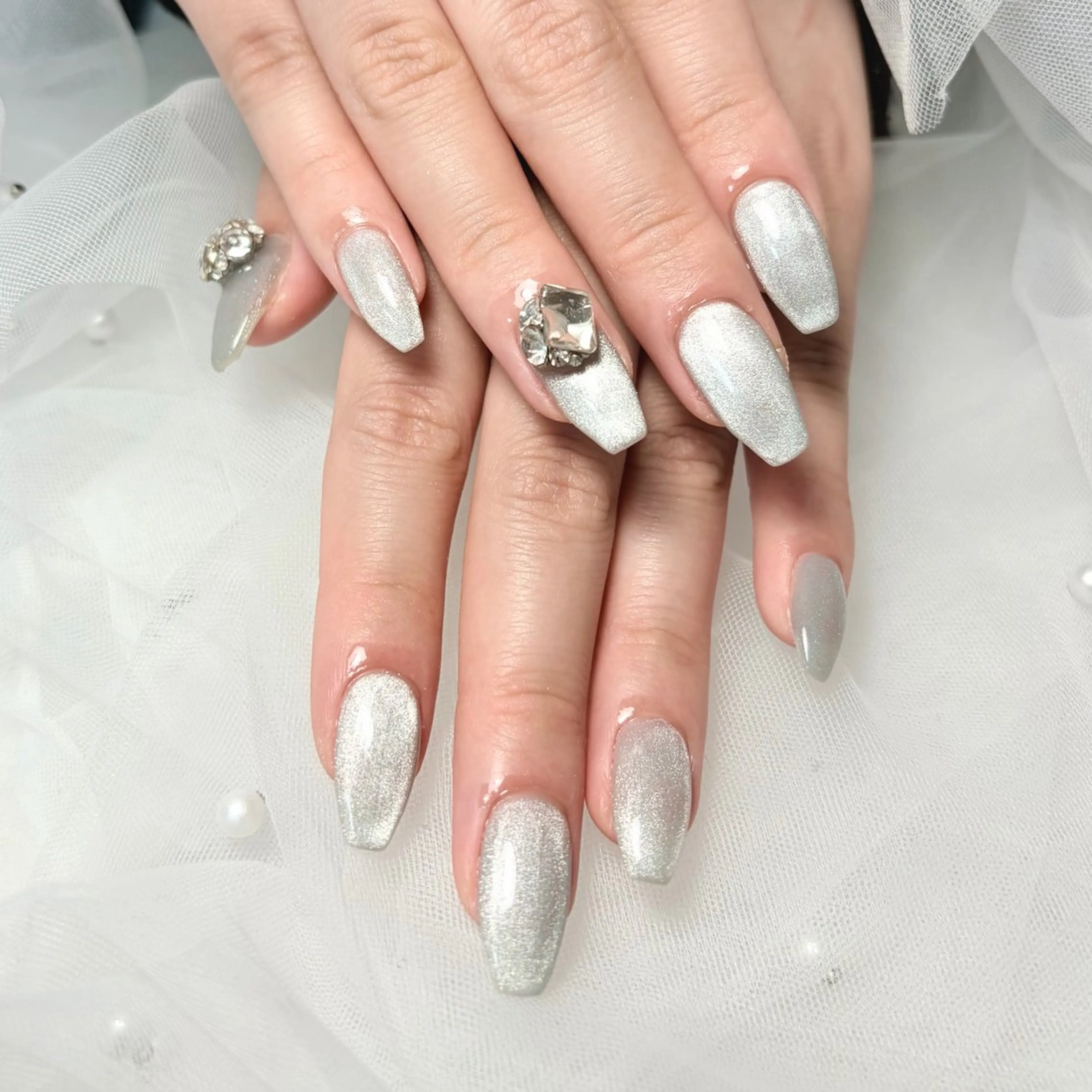 ネイル 水色 マグネットネイル ハンドネイル Nail Eyelashのネイルデザイン