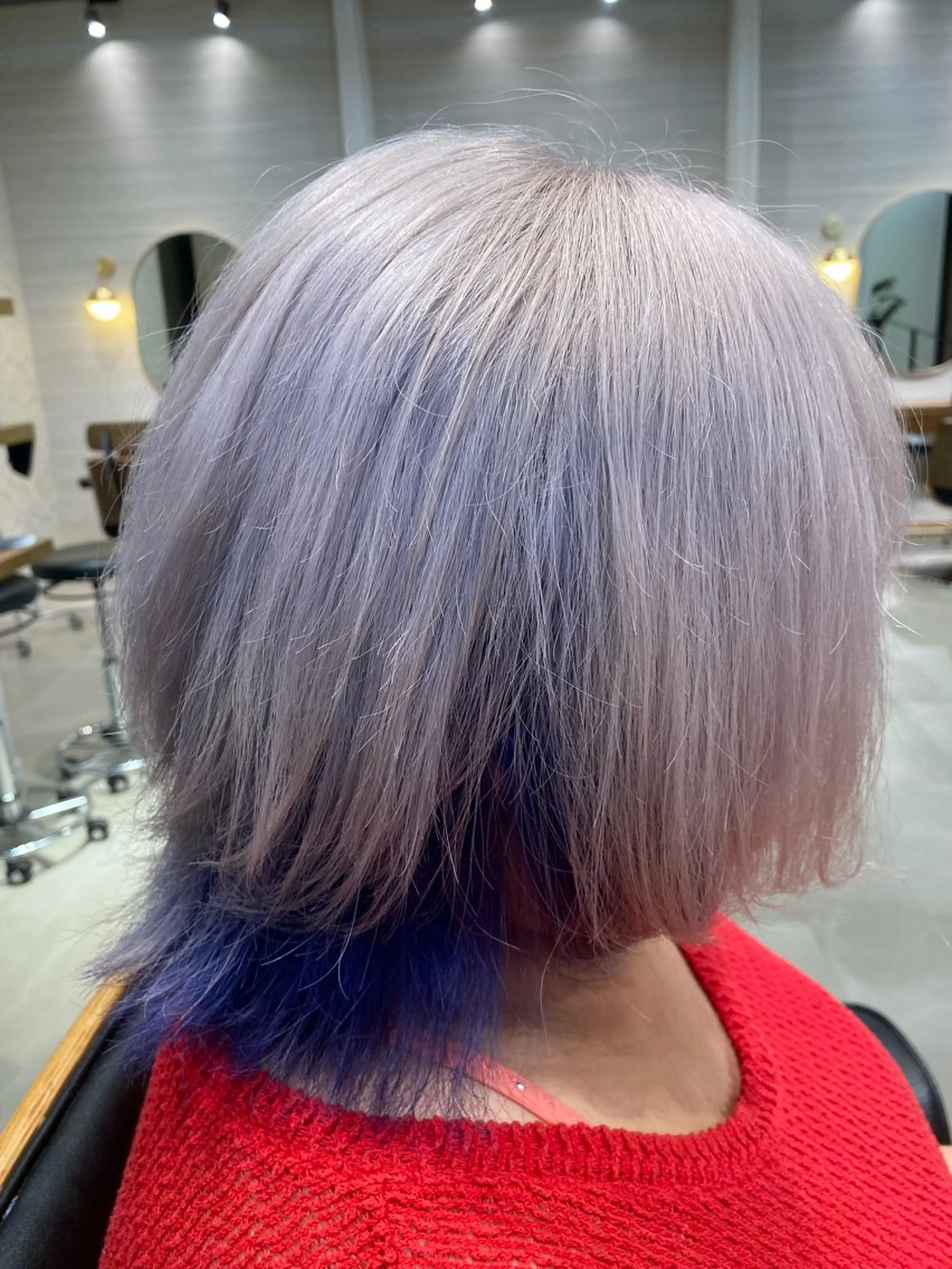 ミディアム カラー 黒髪 ブリーチ ブルーカラー ♟ケアブリーチ♟ ✄﻿Shinya✄﻿のヘアスタイル