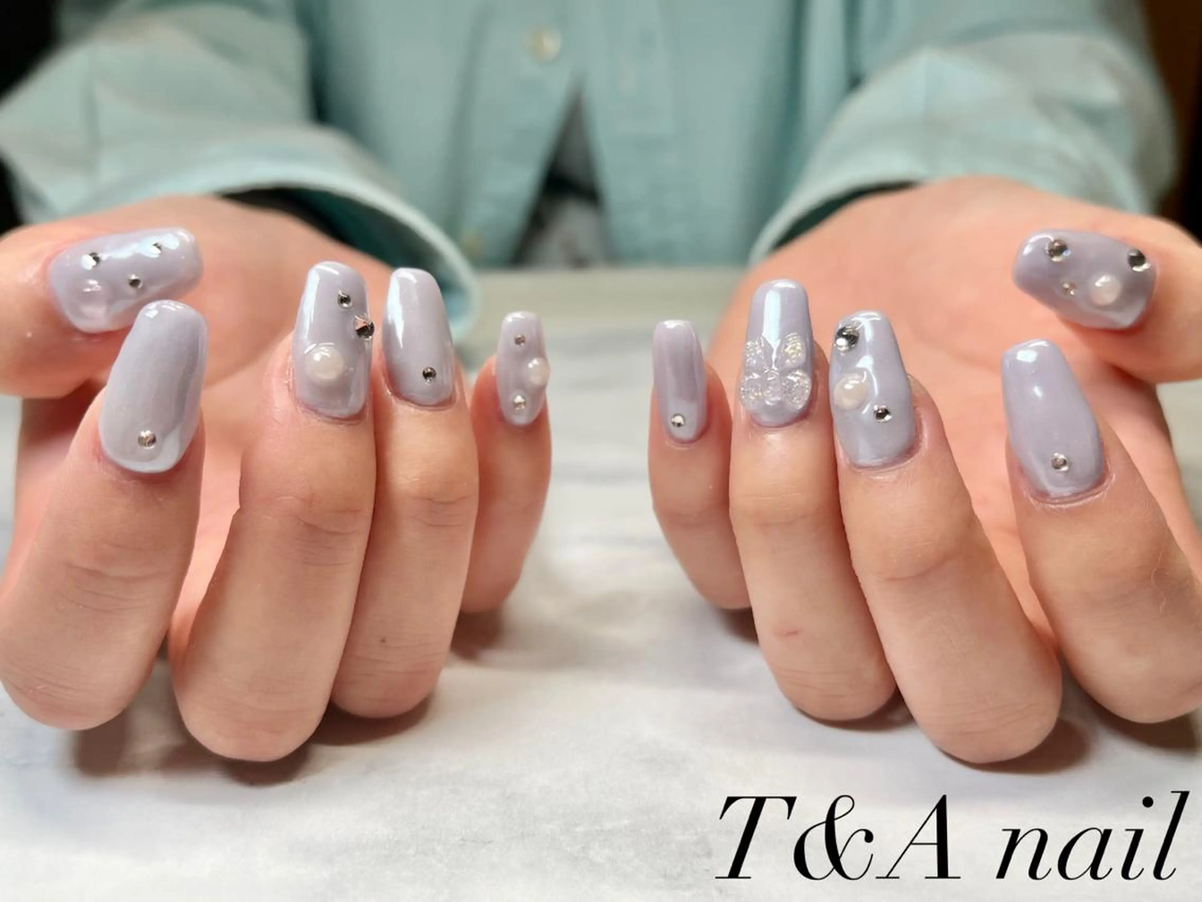 ミディアム ネイル 長さ出し ジェルネイル ニュアンスネイル スカルプネイル 夏ネイル ハンドネイル T&A nailのネイルデザイン