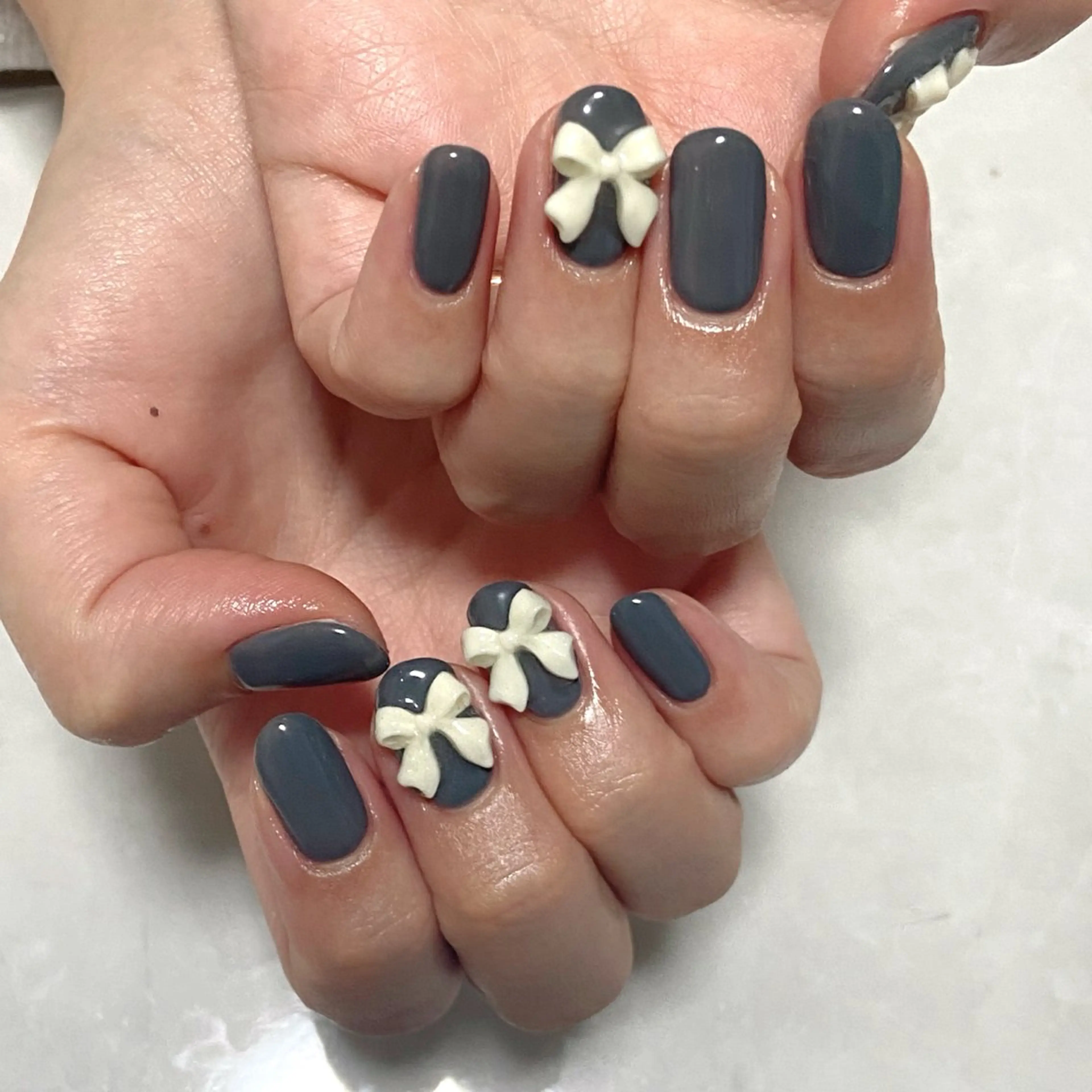 ネイル リボン ハンドネイル nail salon MARuのネイルデザイン