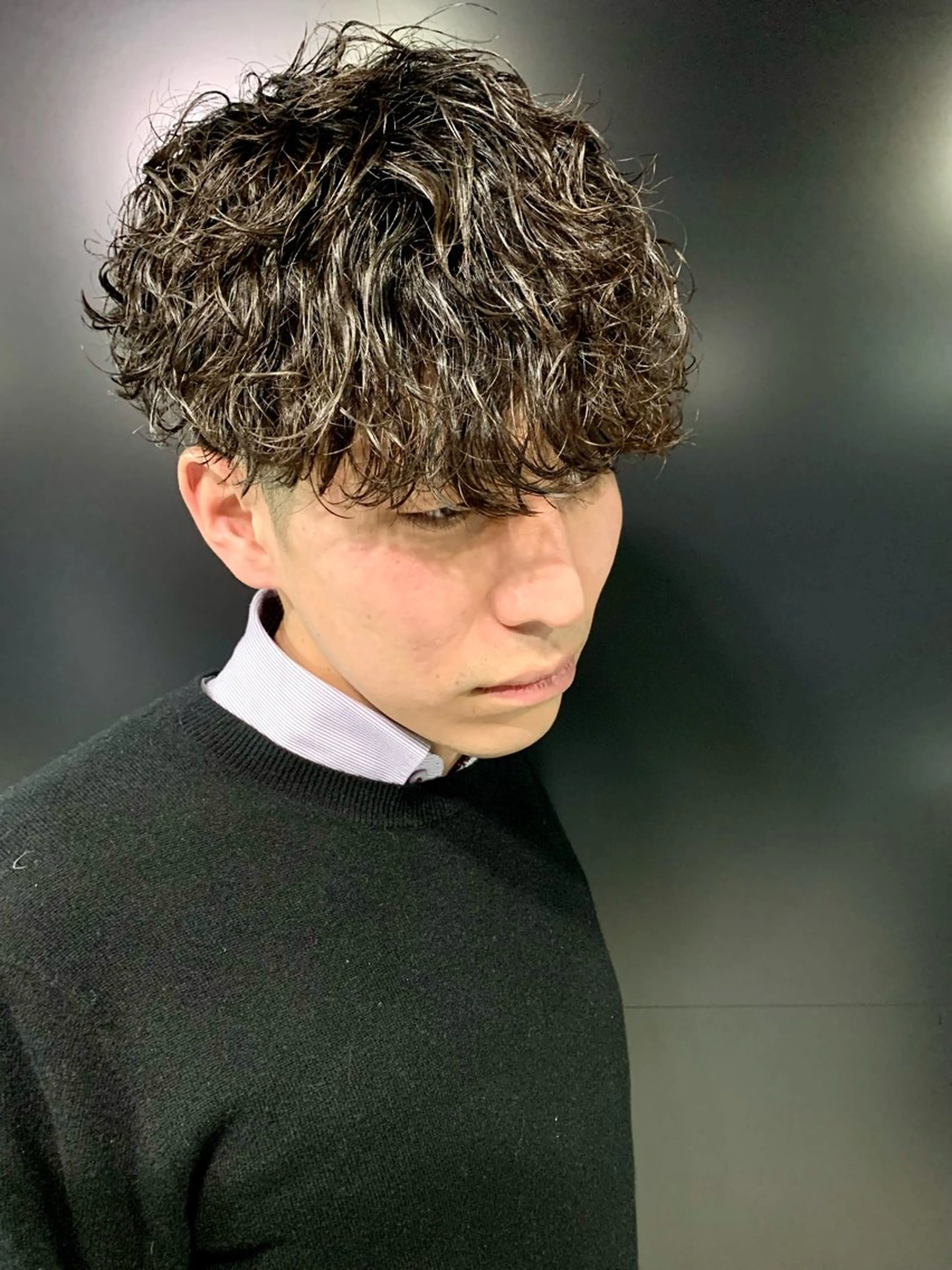 ショート メンズ メンズパーマ 波巻きパーマ カット パーマ ヘアセット メンズパーマ/難波/ 心斎橋　室園亮佑のヘアスタイル