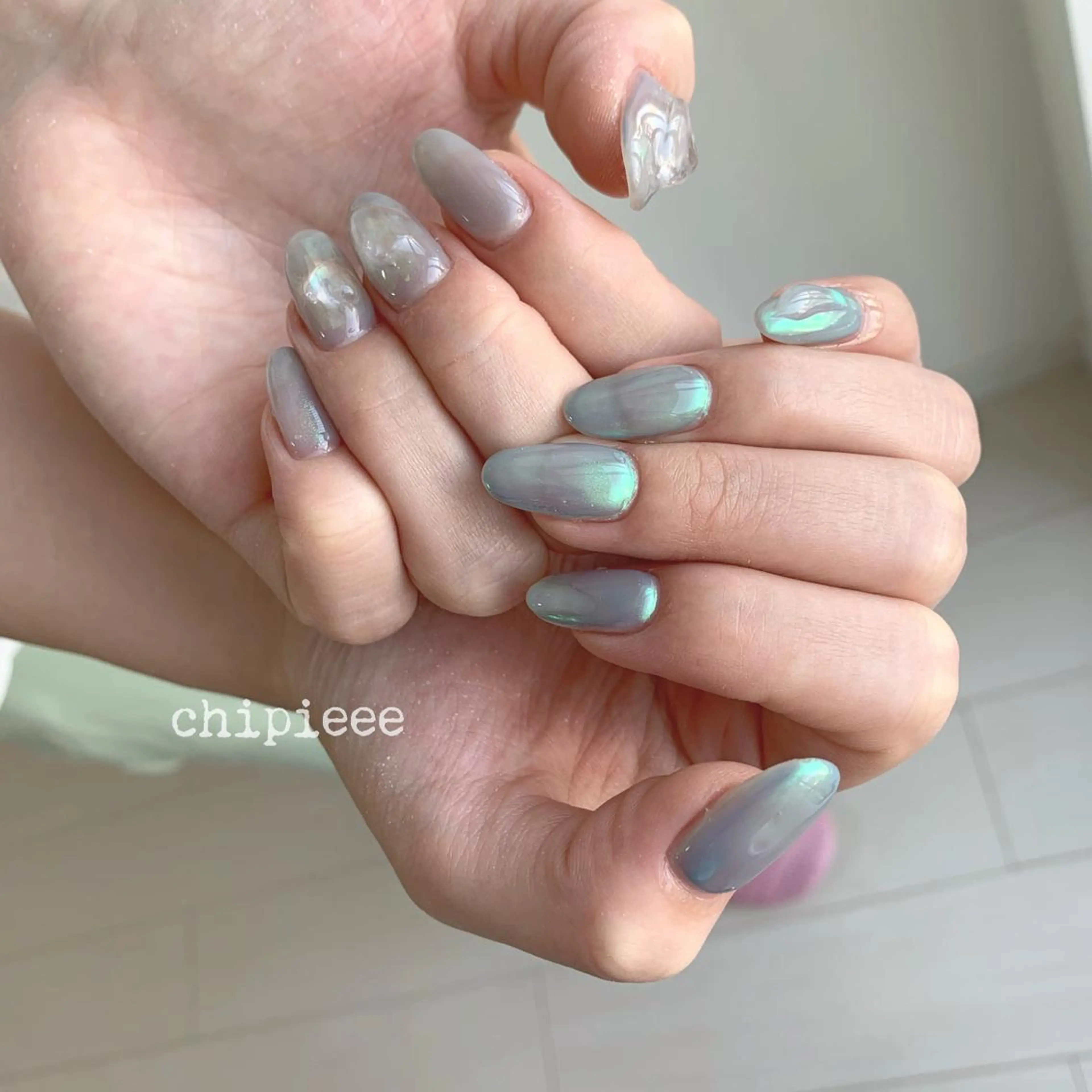 ネイル ブルー ぷっくりネイル . SHIORIのネイルデザイン