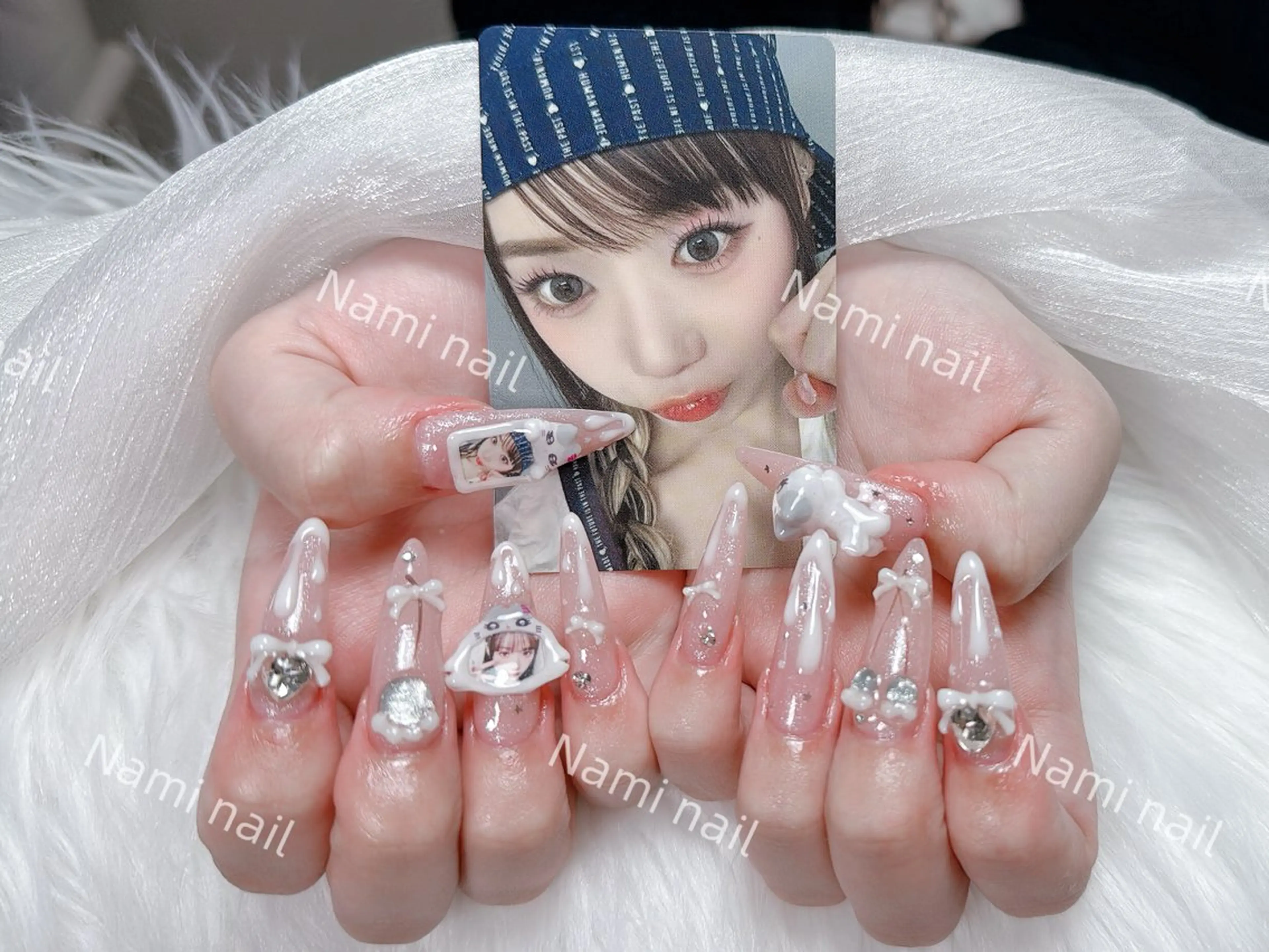 ネイル 長さ出し ガーリー 韓国ネイル ロングネイル 持ち込み ハンドネイル Nami nail salon所属・Nami nail salonのネイルデザイン