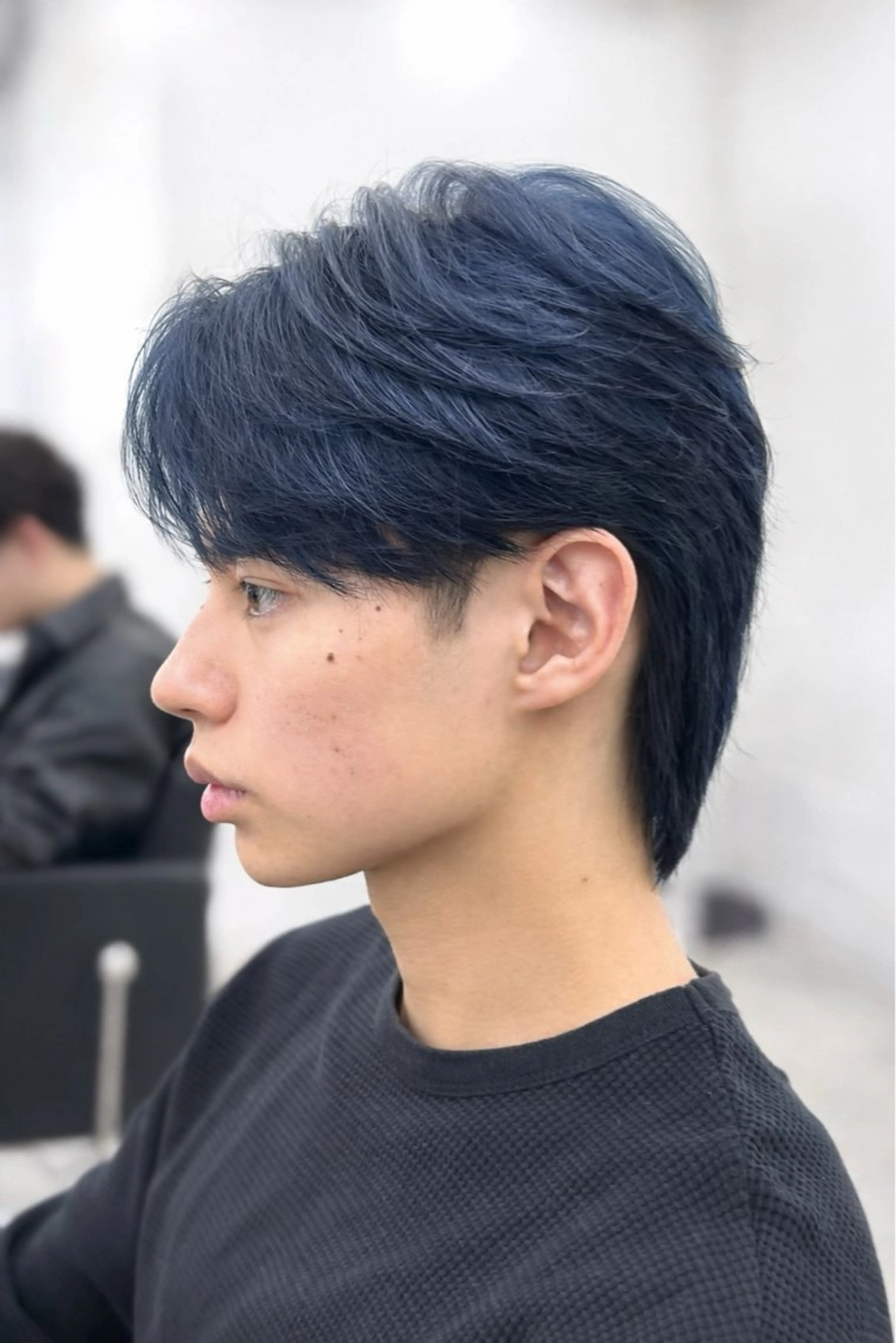 ショート カラー メンズ 黒髪 ブルーカラー ブルーブラック ネイビーカラー カット ヘアカラー トリートメント 【メンズパーマ特化】 🍏網中勇喜のヘアスタイル