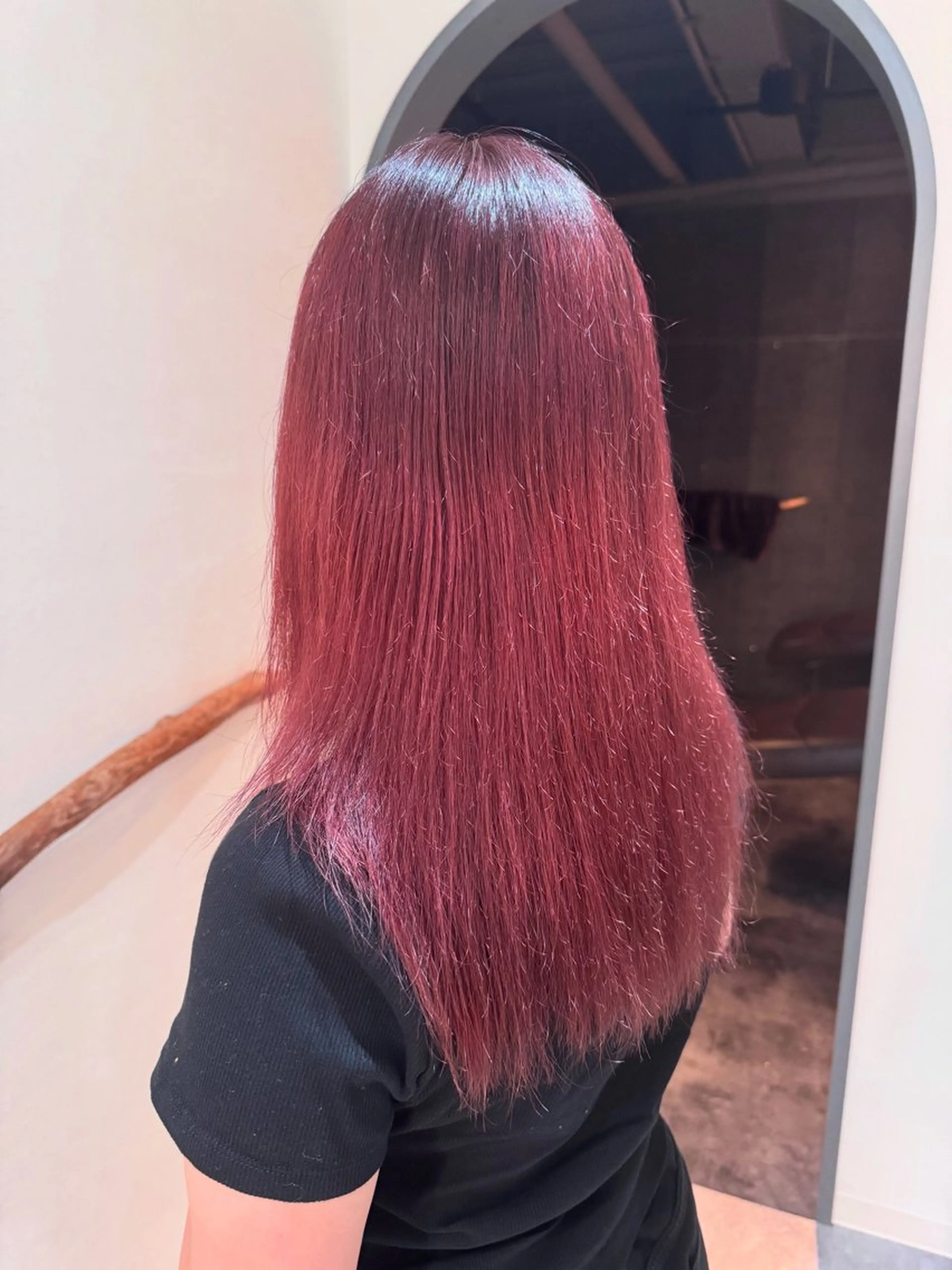 ロング カラー ブリーチ レッドカラー 原 魁杜のヘアスタイル