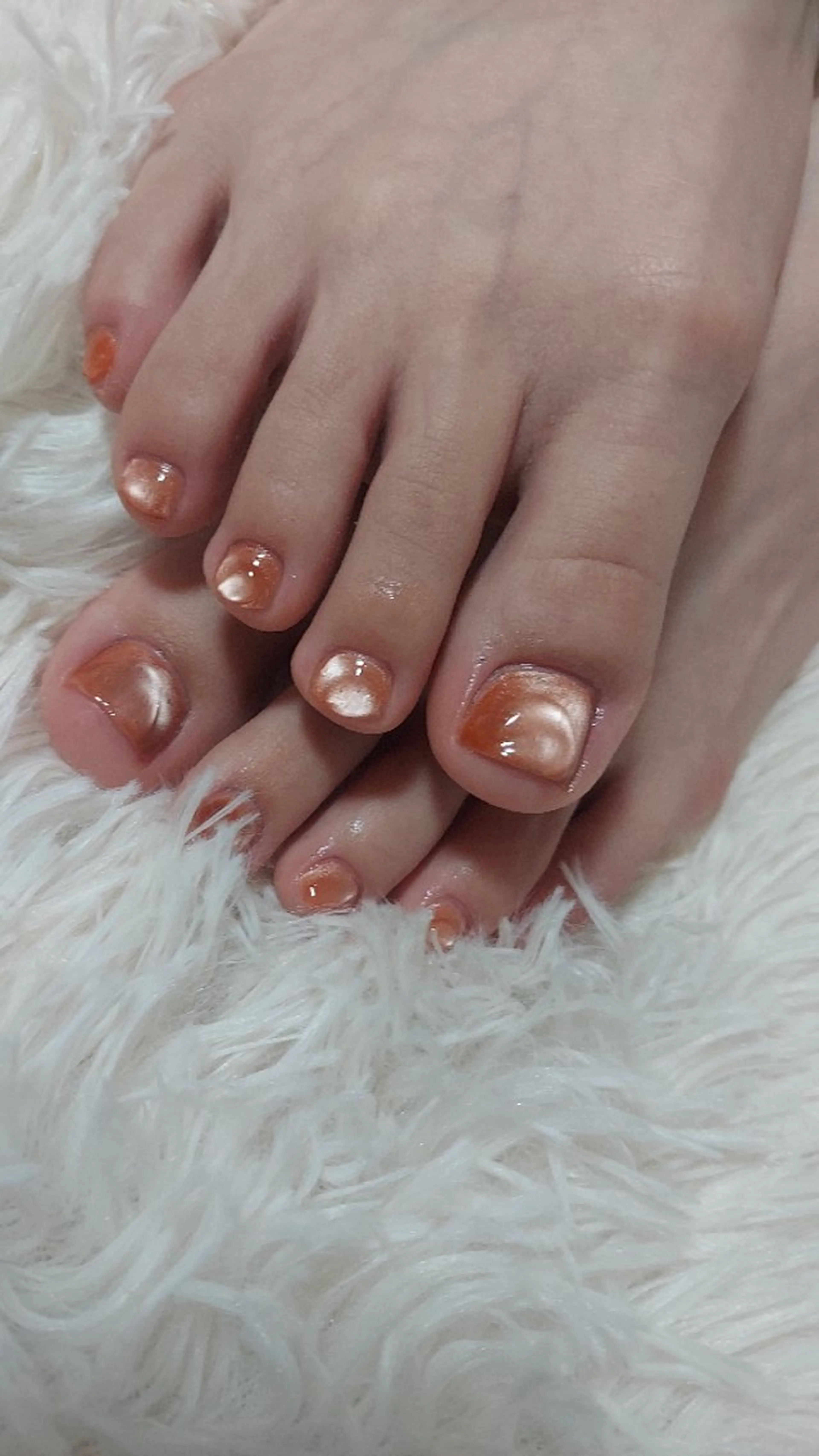 ネイル オレンジ ピンク とりごえ さおりのネイルデザイン