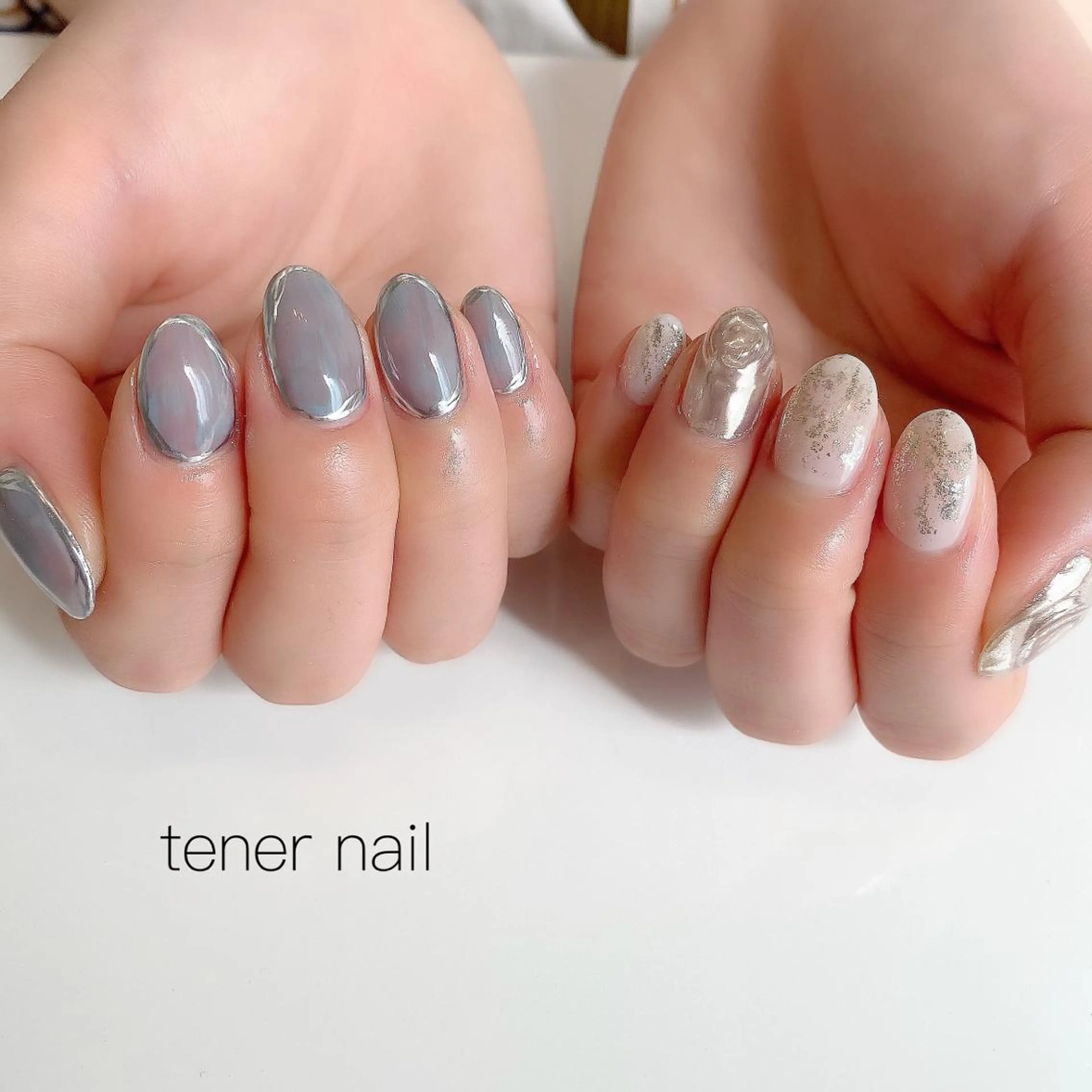 ネイル ミラーネイル シルバー テネルネイル tener nailのネイルデザイン
