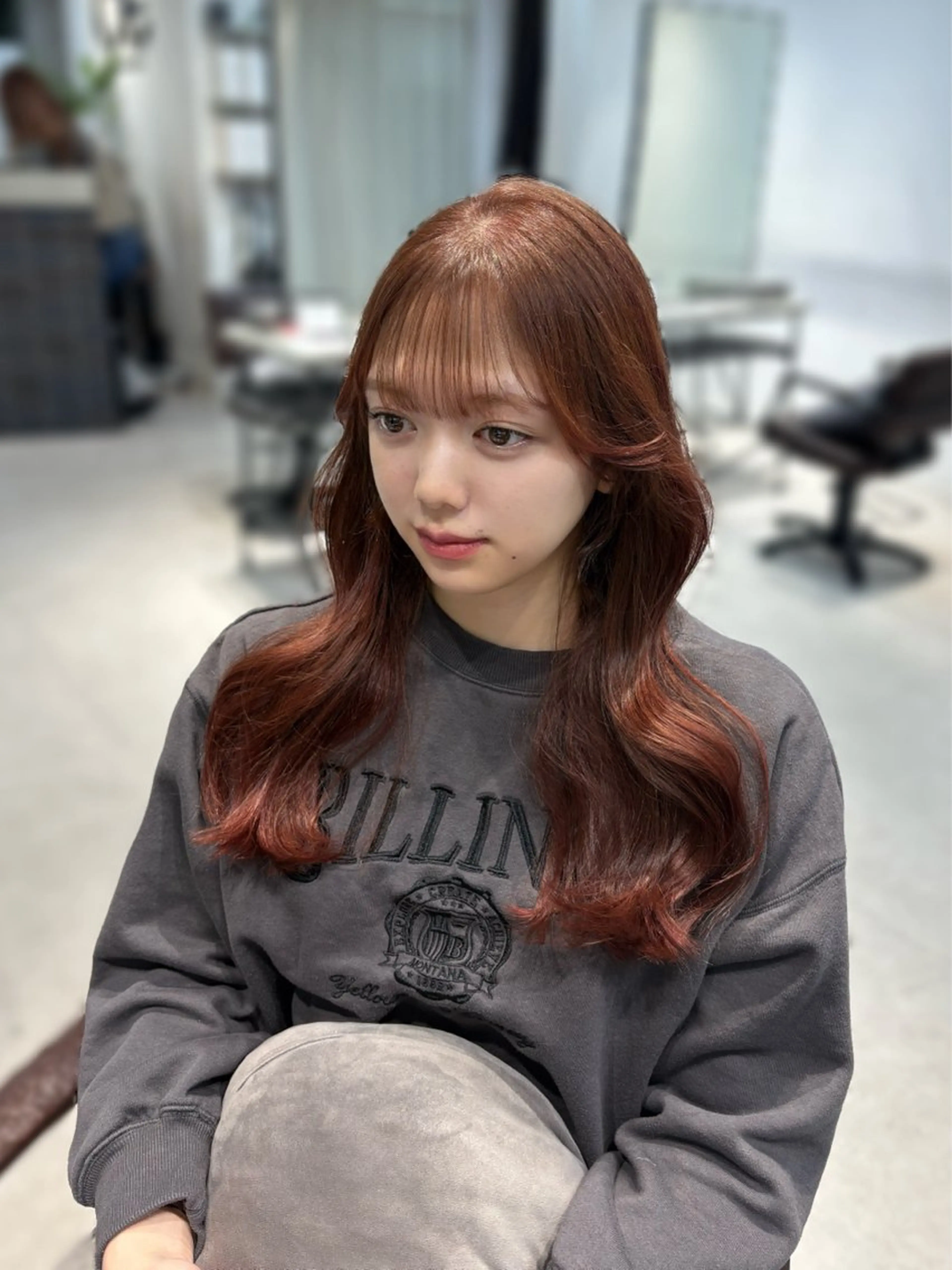 ロング カラー カット ヘアカラー ninaアイドル前髪 ×透明感🎀のヘアスタイル