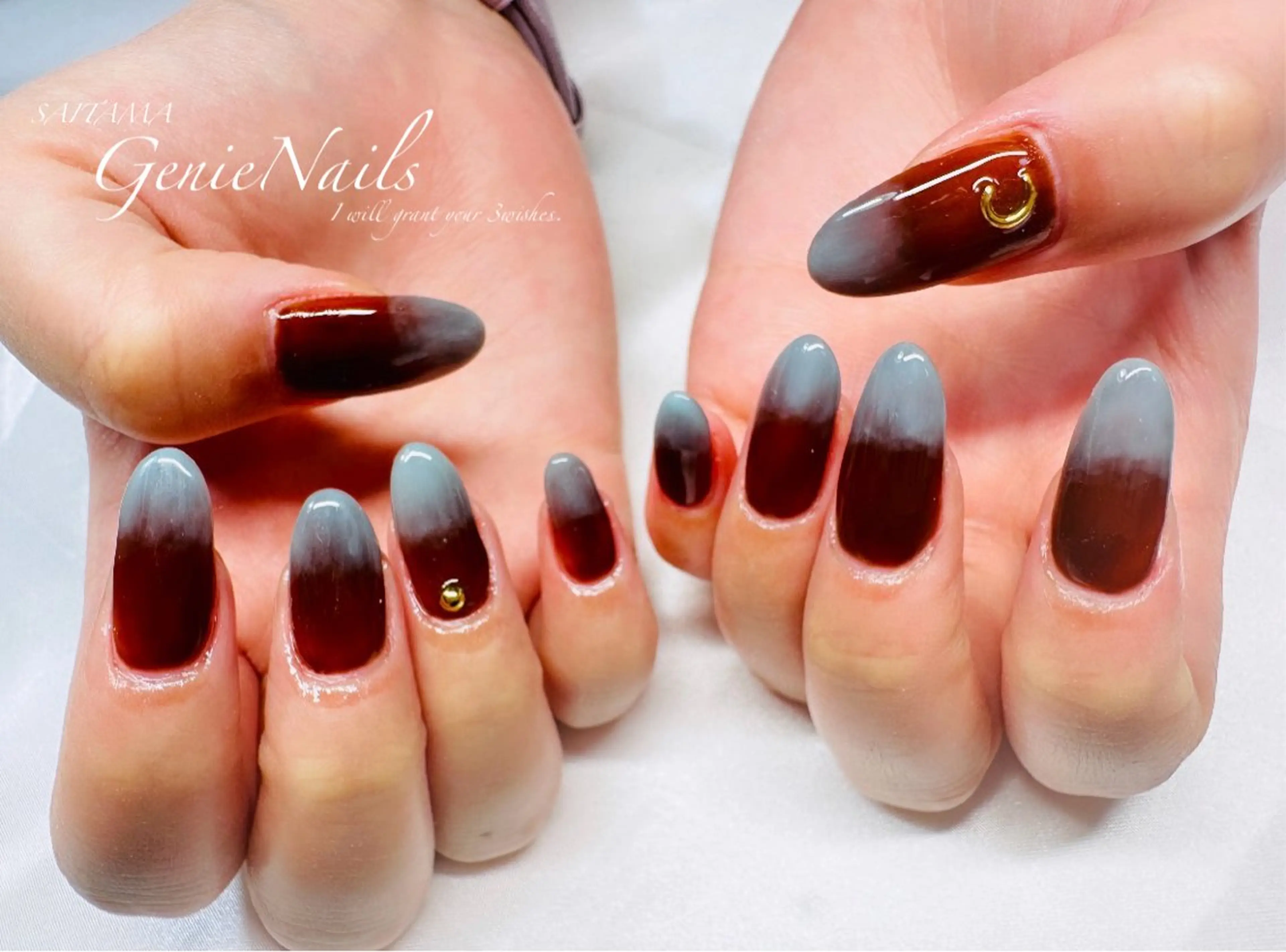 メンズ ネイル アートネイル 長さ出し ロングネイル 持ち込み ニュアンスネイル Genie Nailsのネイルデザイン