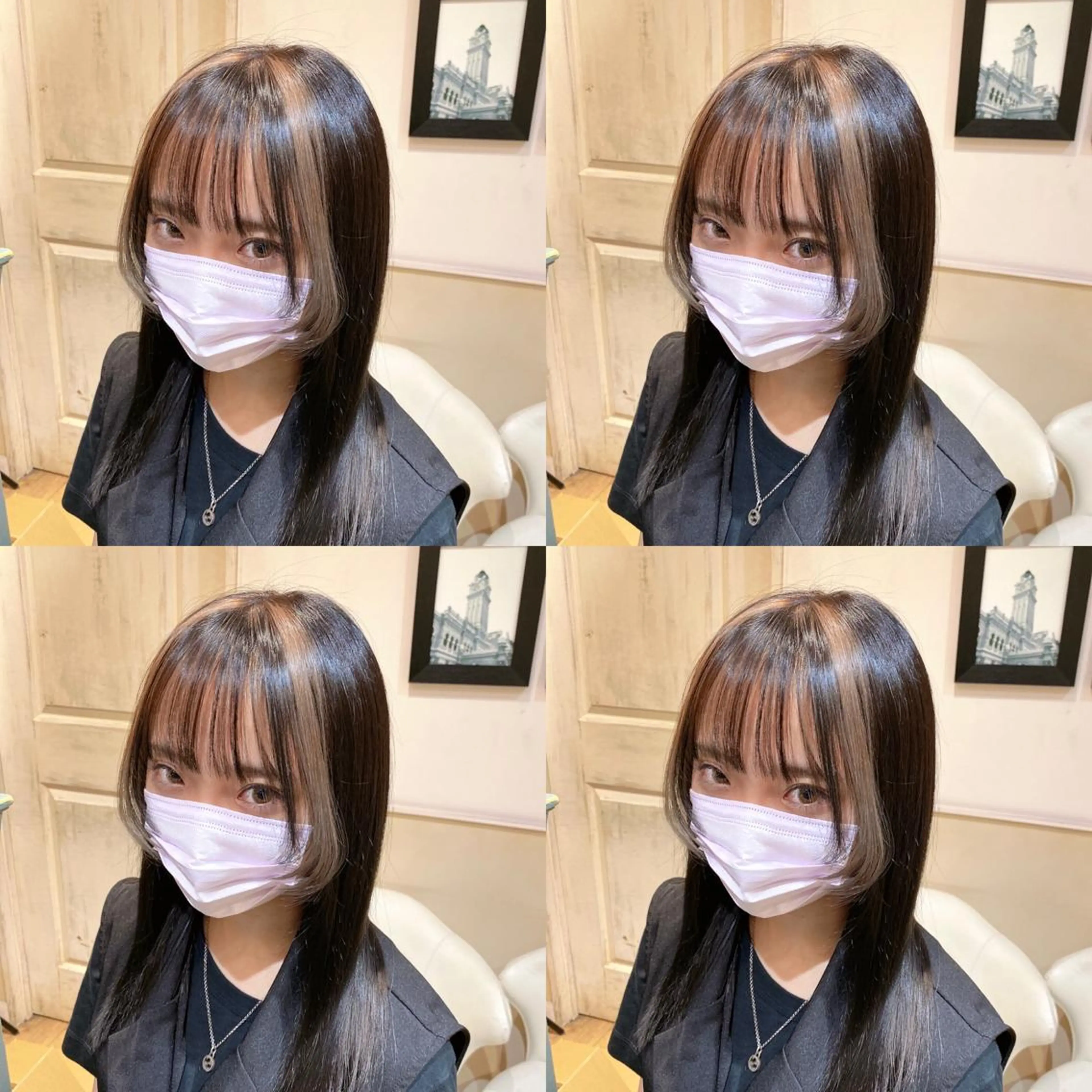 セミロング アッシュ 外国人風カラー ハイライト レイヤーカット ご予約 宜しくお願いします！のヘアスタイル