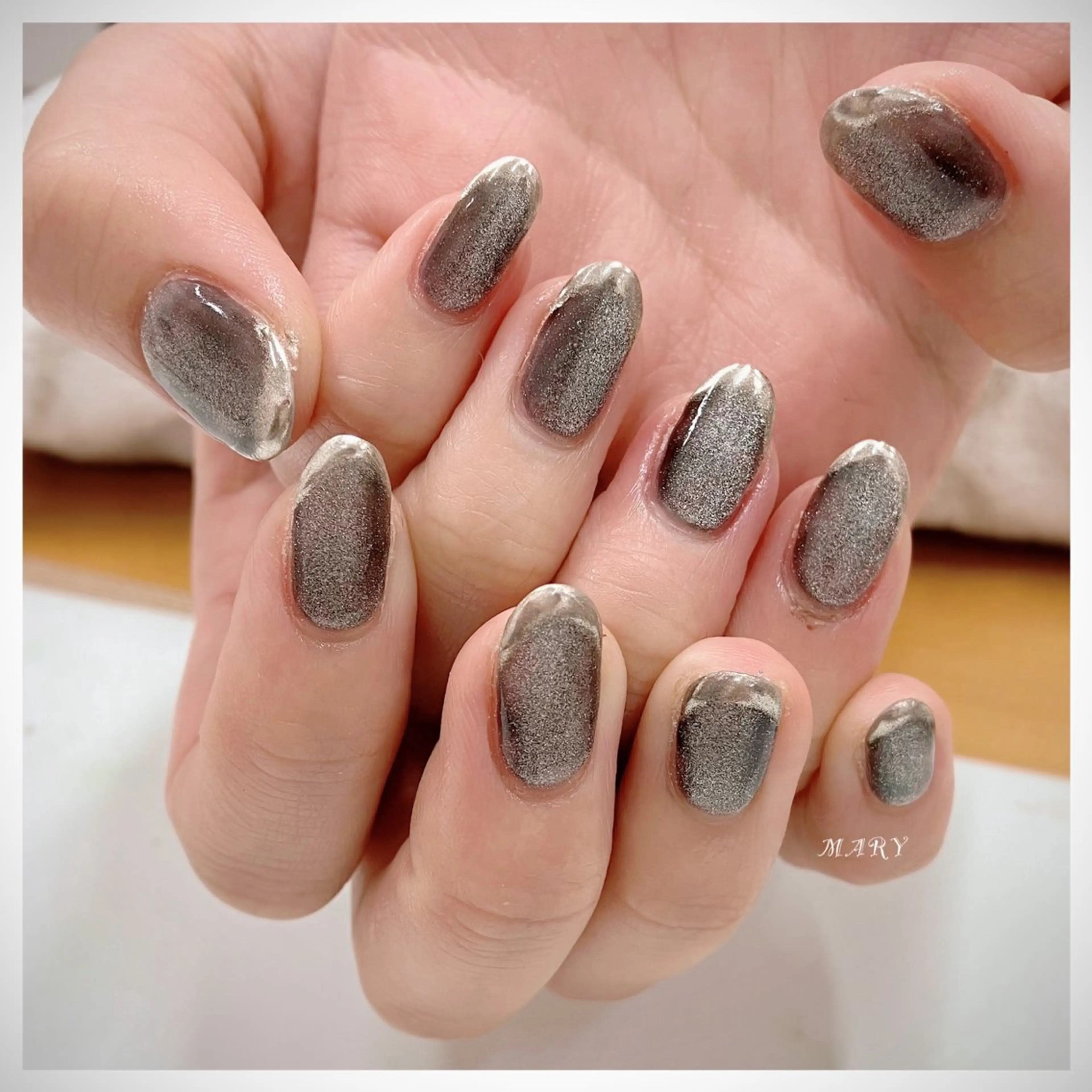 ネイル フレンチネイル マグネットネイル ミラーネイル ニュアンスネイル Mary nail .narumiのネイルデザイン