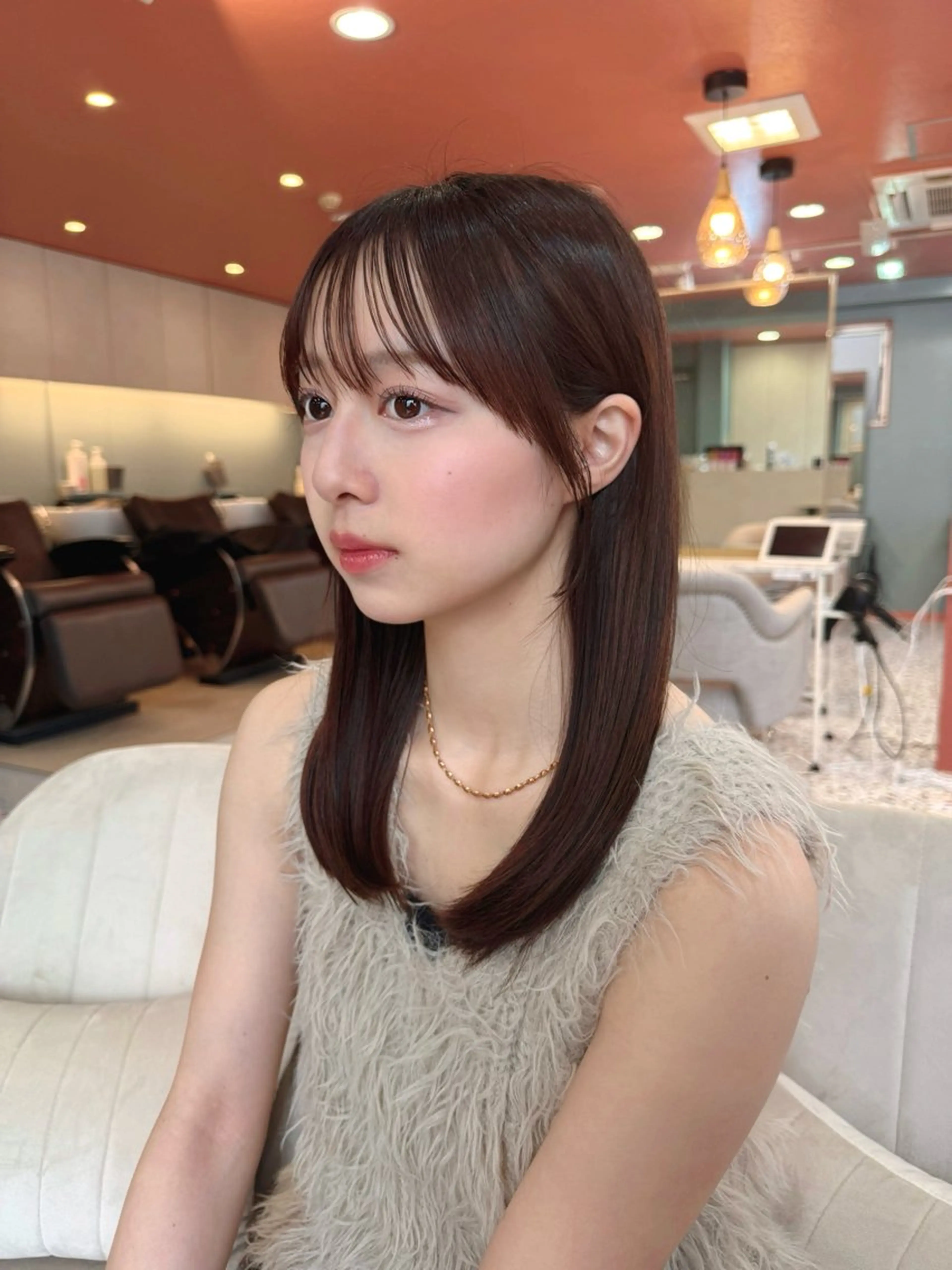 セミロング カラー ブラウンカラー ヘアカラー 韓国ヘア 🎀華澄のヘアスタイル