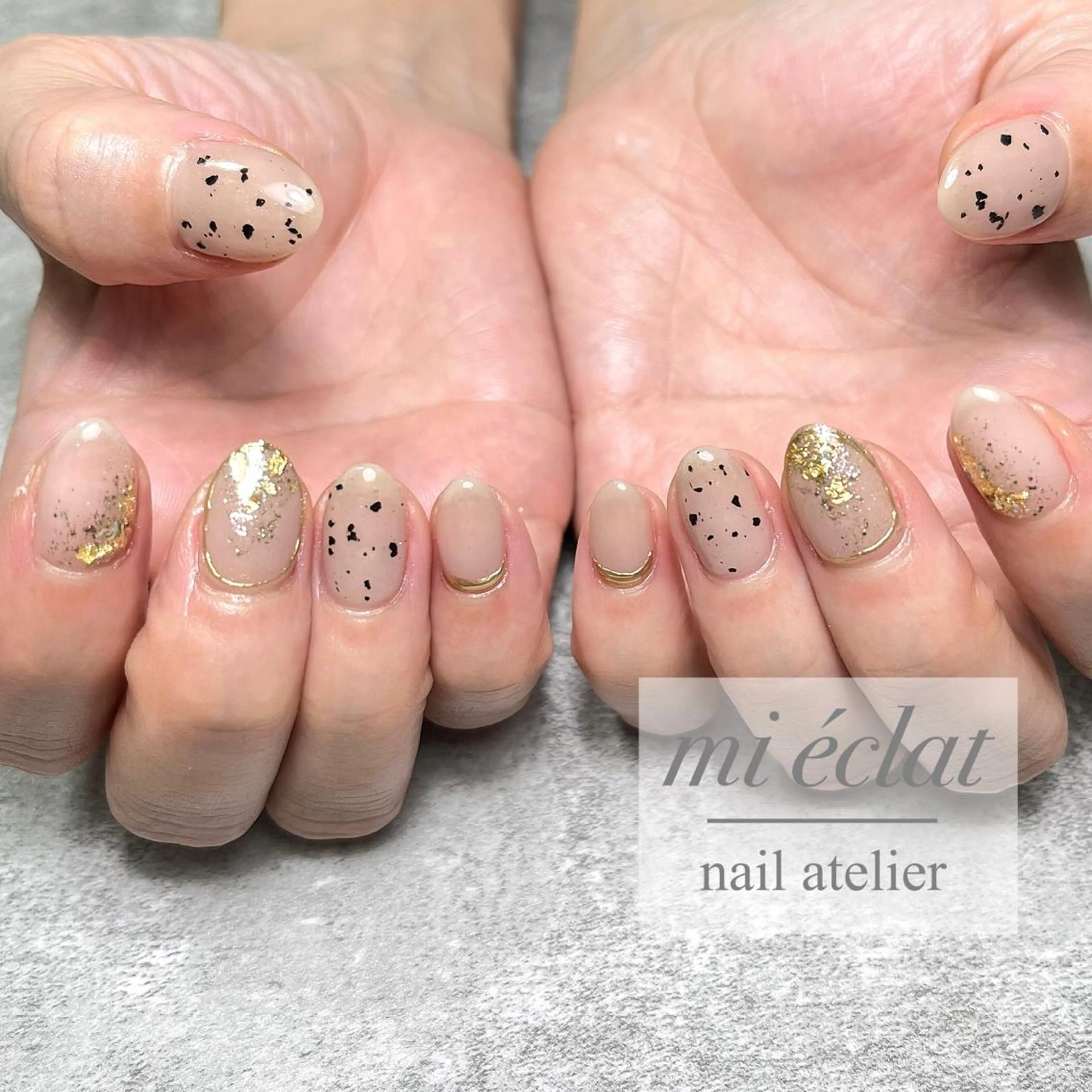 ネイル アートネイル ブラウン チークネイル フットネイル ジェルネイル mi éclat ミ　エクラのネイルデザイン
