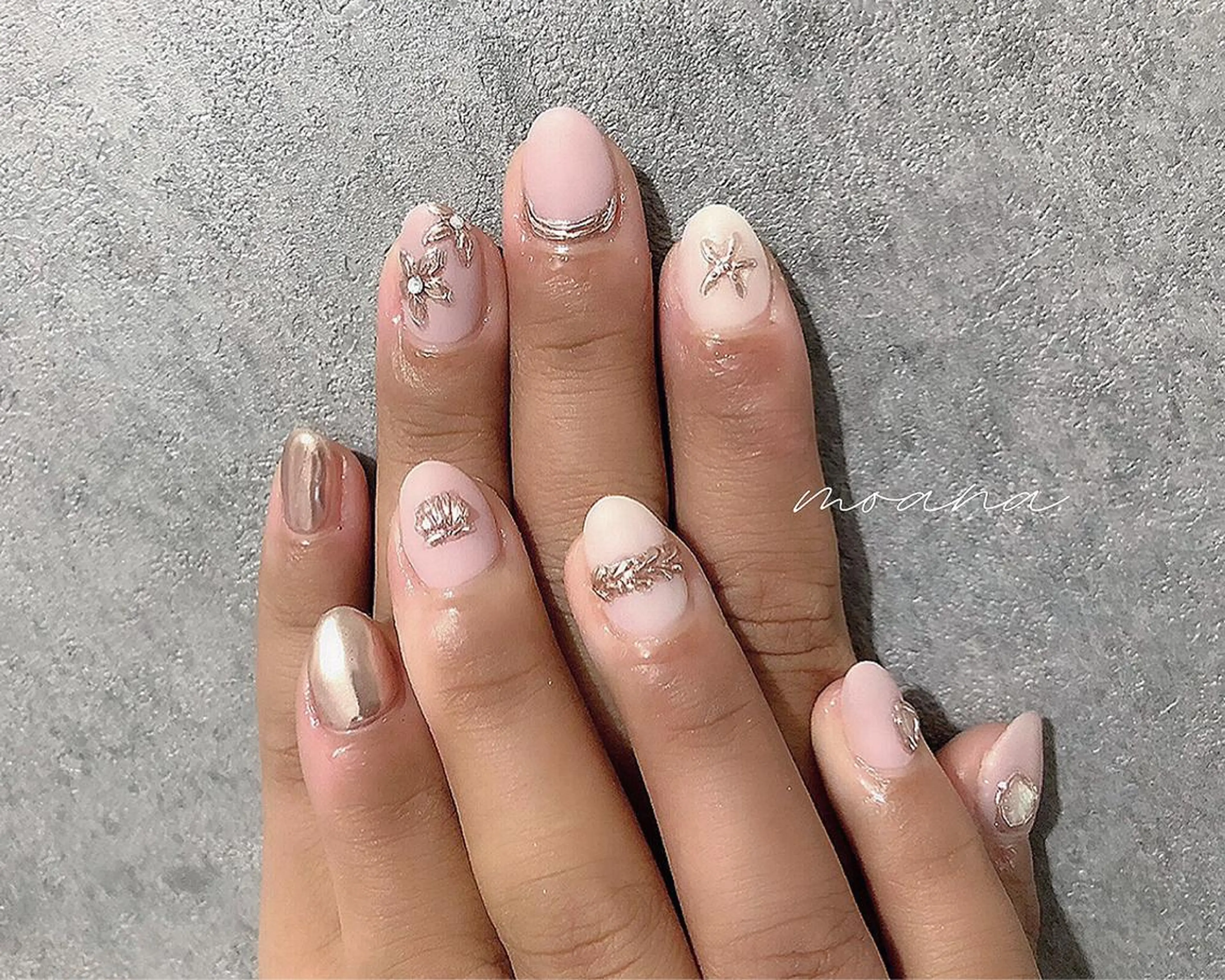 ネイル アートネイル 韓国ネイル ニュアンスネイル 夏ネイル ハンドネイル private salonMOANAのネイルデザイン