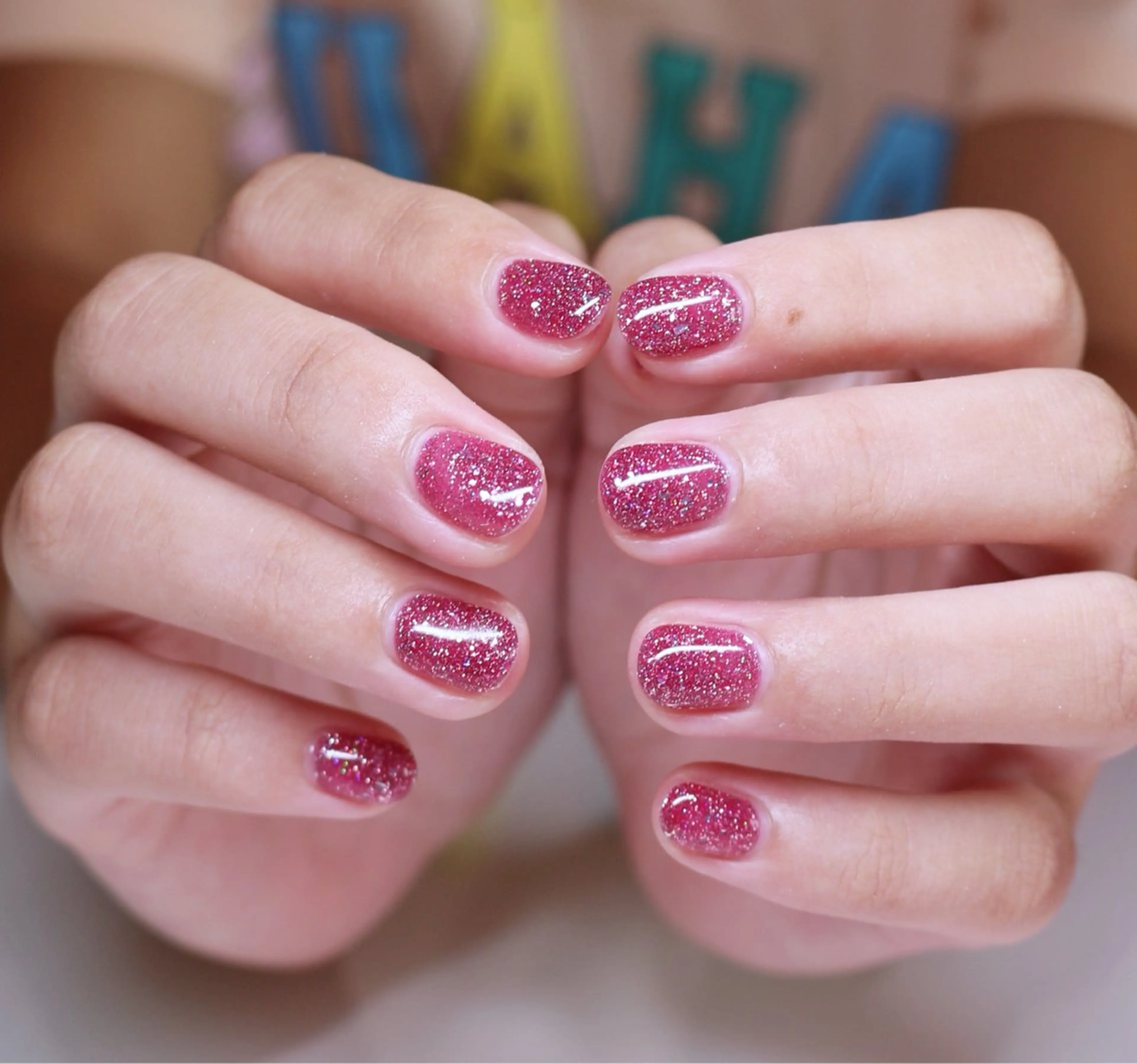 ネイル キラキラネイル 韓国ネイル ワンカラーネイル ピンク ワンホンネイル ハンドネイル Baku Nailsのネイルデザイン