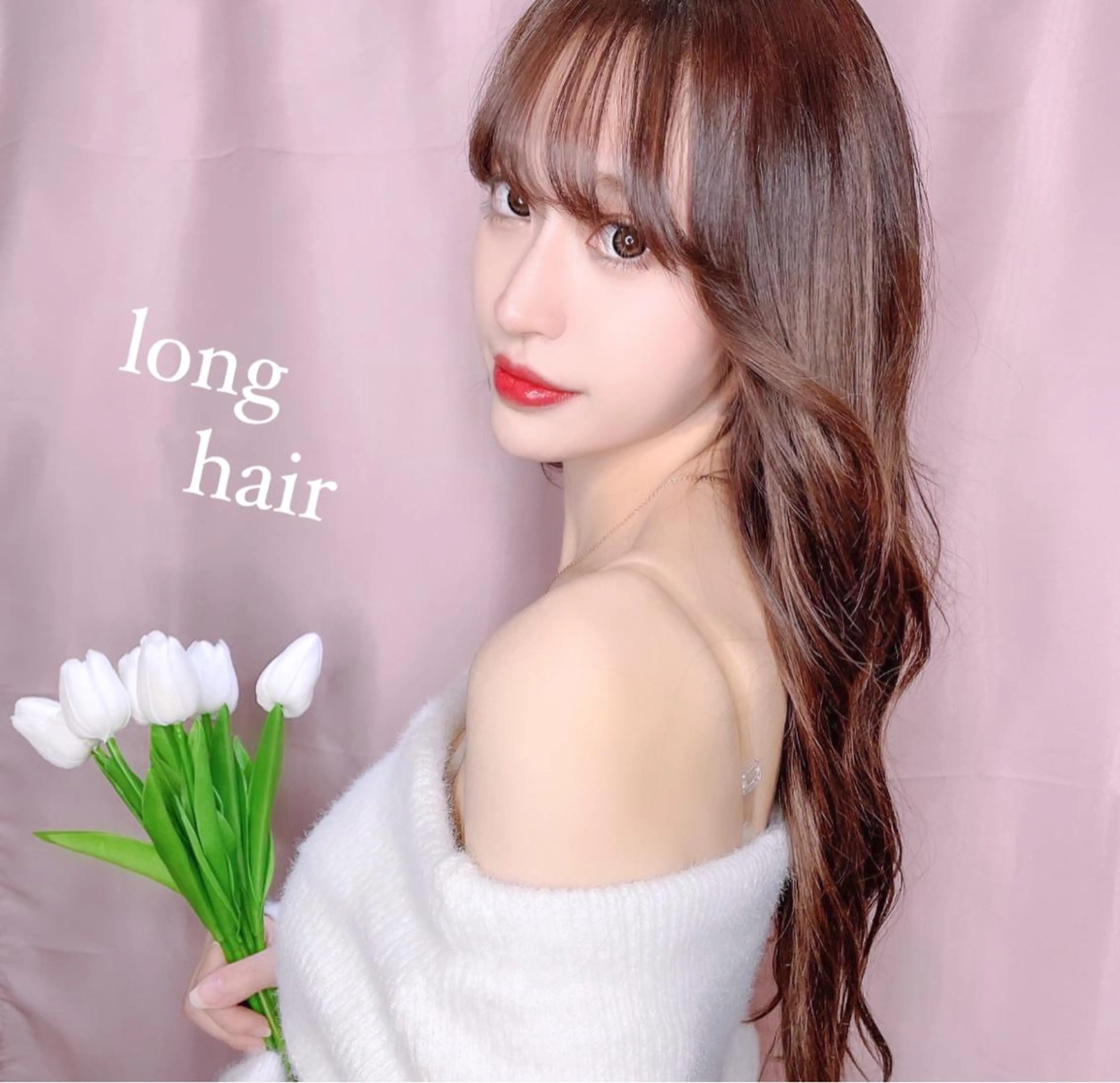 ロング エギョモリ フレンチガーリー ヨシンモリ 韓国風ヘア ロング カット ヘアカラー トリートメント 透明感カラー×小 顔レイヤー♡ヒデさんのヘアスタイル